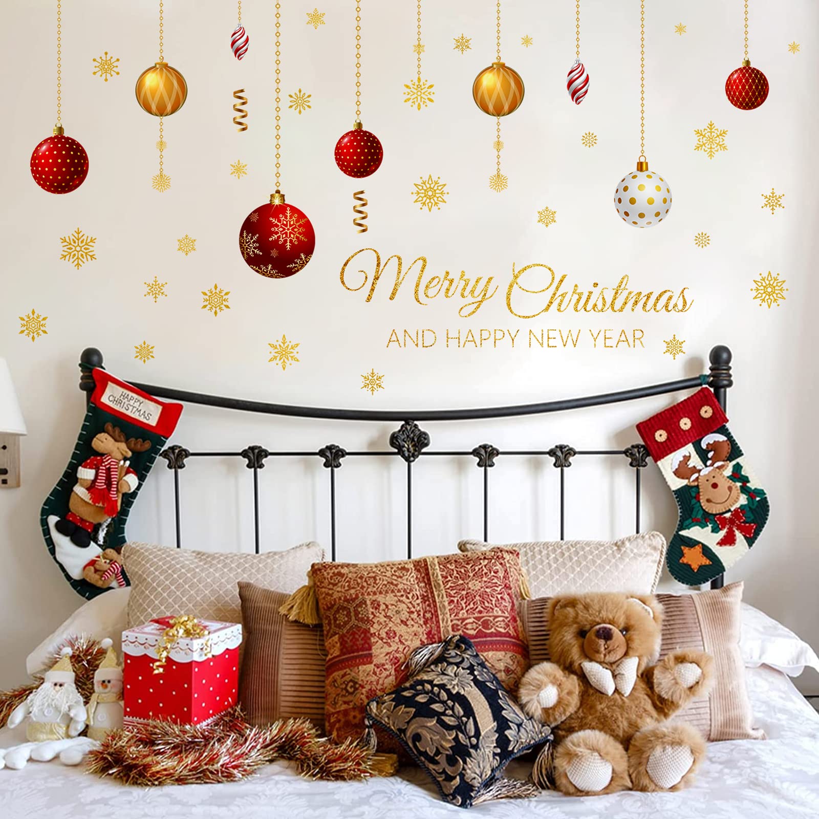 Christmas Wall Decals Christmas Light Bulb Hanging Swirls Christmas Ball Foil Swirls Hanging Ceiling Decorations For Indoor Outd
