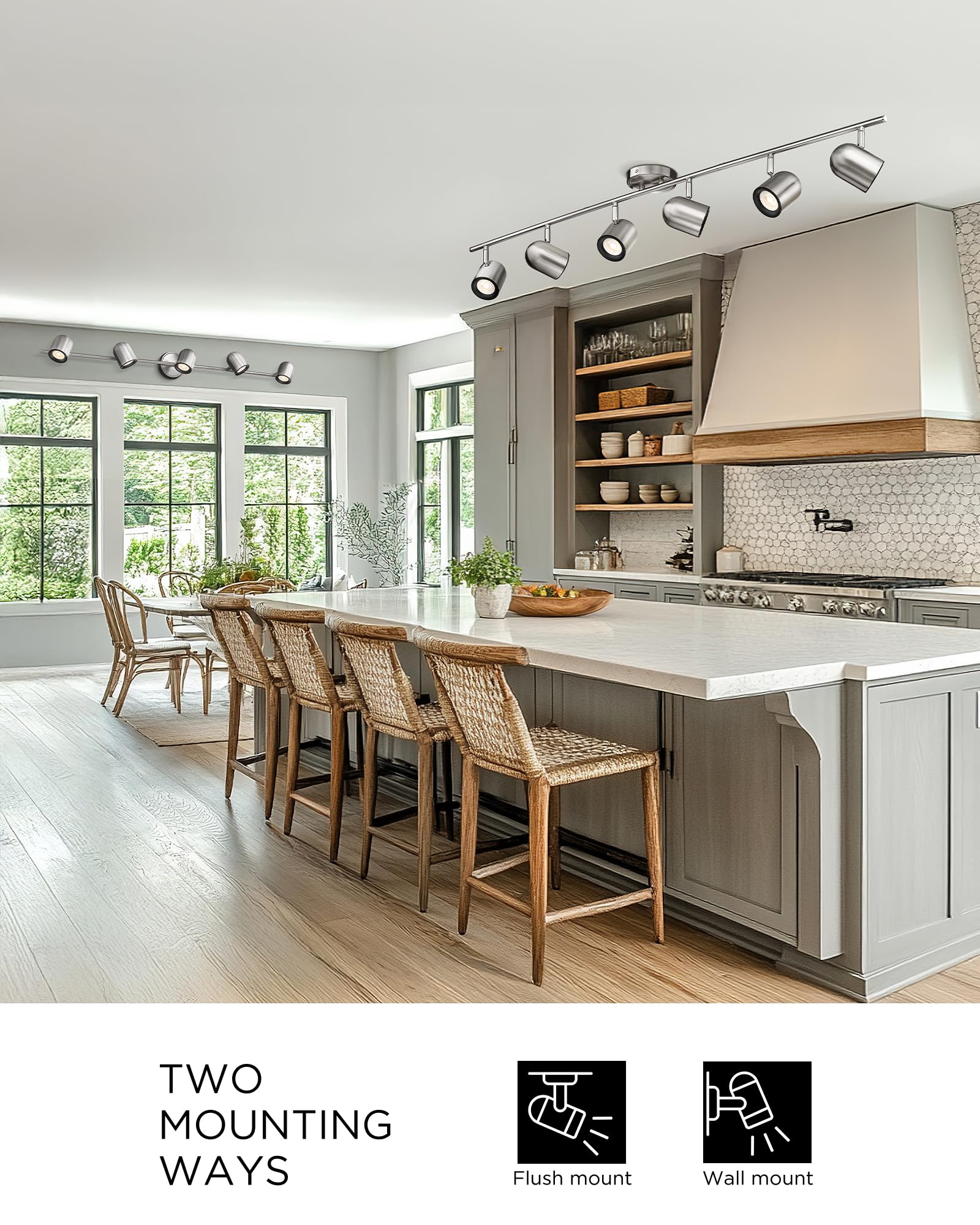 Femila Modern Track Lighting Fixtures Ceiling  46.3 Led Track Lighting  3000K Bulbs Included  4Fs78Tl-6 Bn