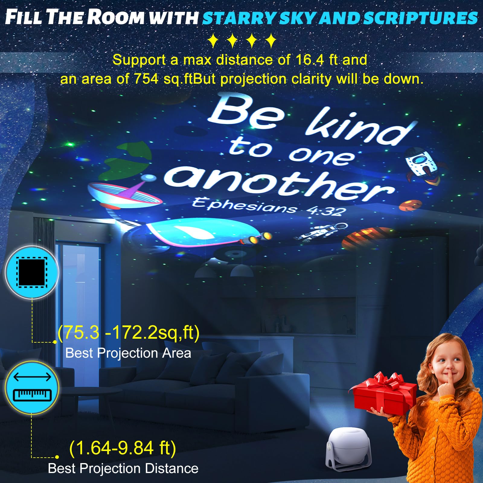 Aurelema Bible Verses Projector Galaxy Projector Includes 12 Interchangeable Christian Discs Night Light Set Project Religious O