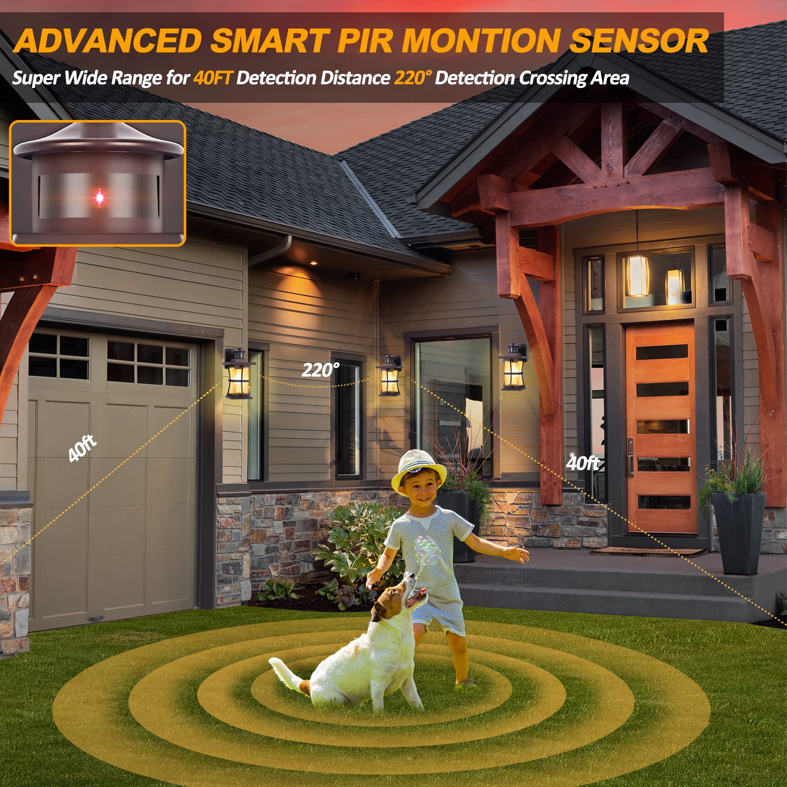 Motion Sensor Outdoor Lights - Oil Rubbed Bronze Dusk To Dawn Outdoor Lighting, Advanced Exterior Light Fixtures Wall Sconce, Waterproof Porch Light Wall Mount For Front Garage, Entryway Anti-Rust