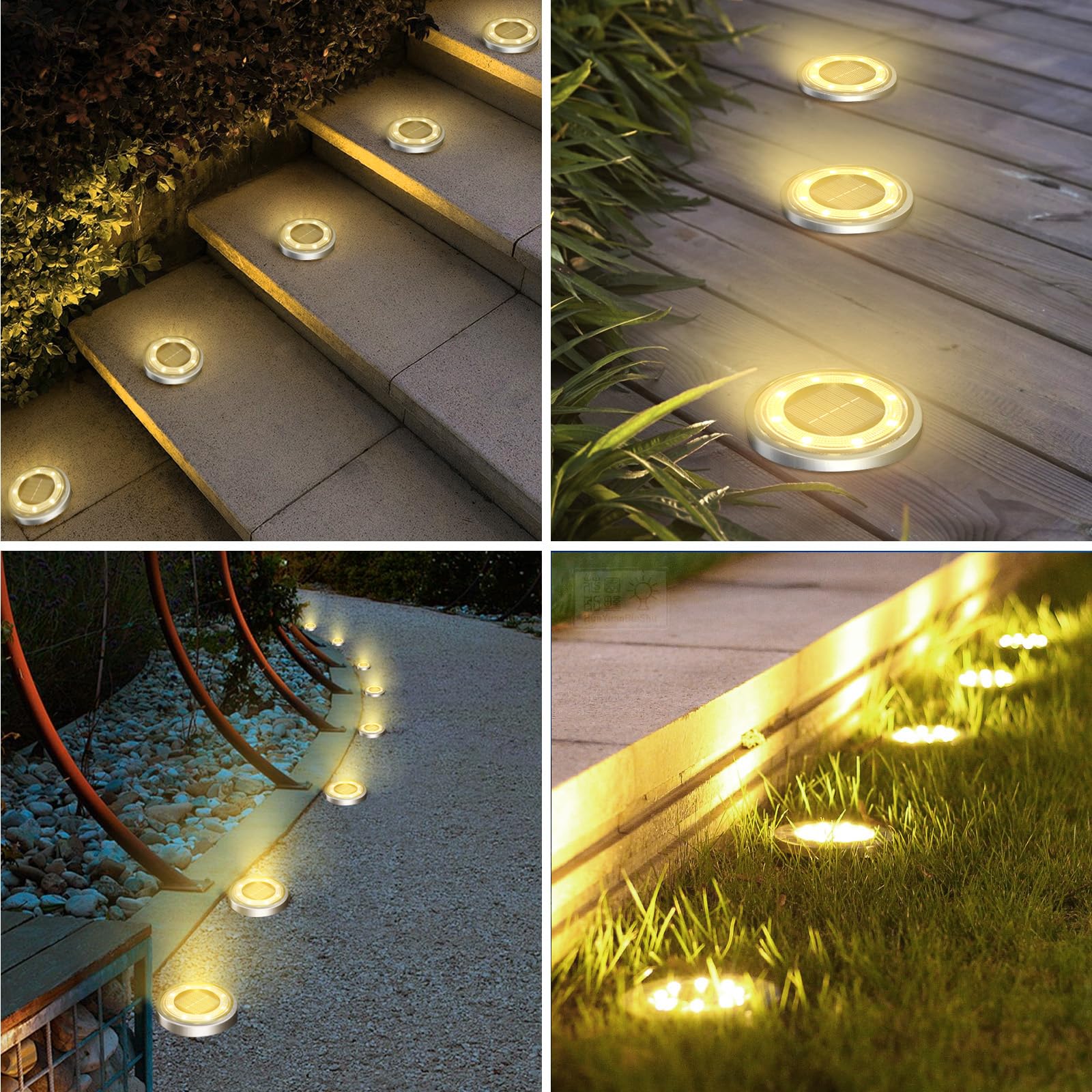 Vighep Solar Ground Lights  18 Pack Flat Solar Light Outdoor Waterproof  Bright Led Solar Disc Lights  3000K Warm White Landscape Lighting For Outside Yard Garden Pathway Driveway Lawn