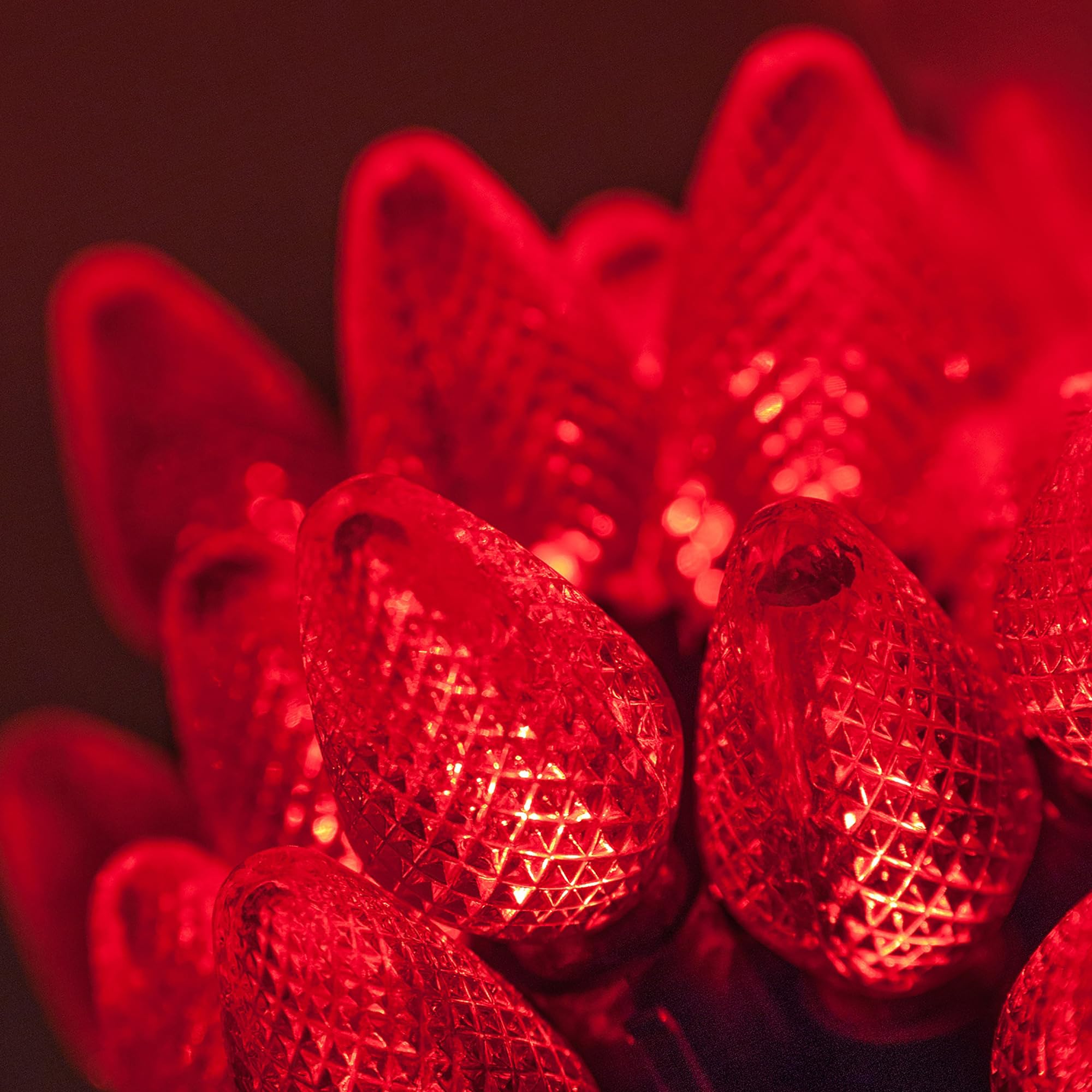 Wintergreen Lighting C7 Red Christmas Lights Set of 25, 17 Ft, Red LED Christmas Lights Valentine's Day Party Indoor-Outdoor Christmas Lights Red C7 Christmas Lights Outdoor Red String Lights