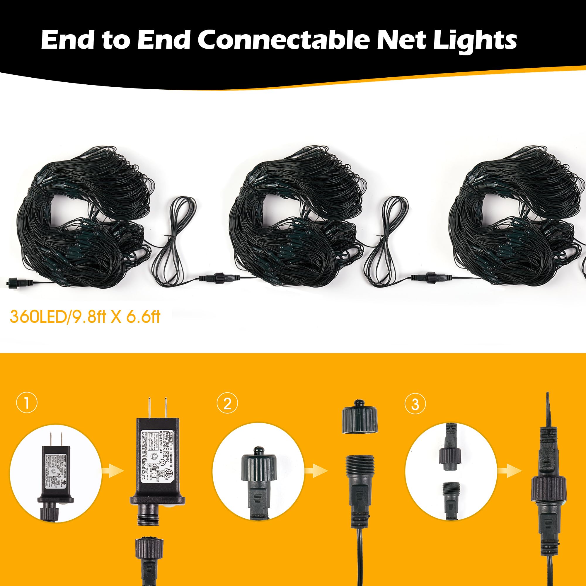 Blctec 360 Led Christmas Net Lights, 9.8X6.6Ft, Waterproof, 8 Modes, Warm White