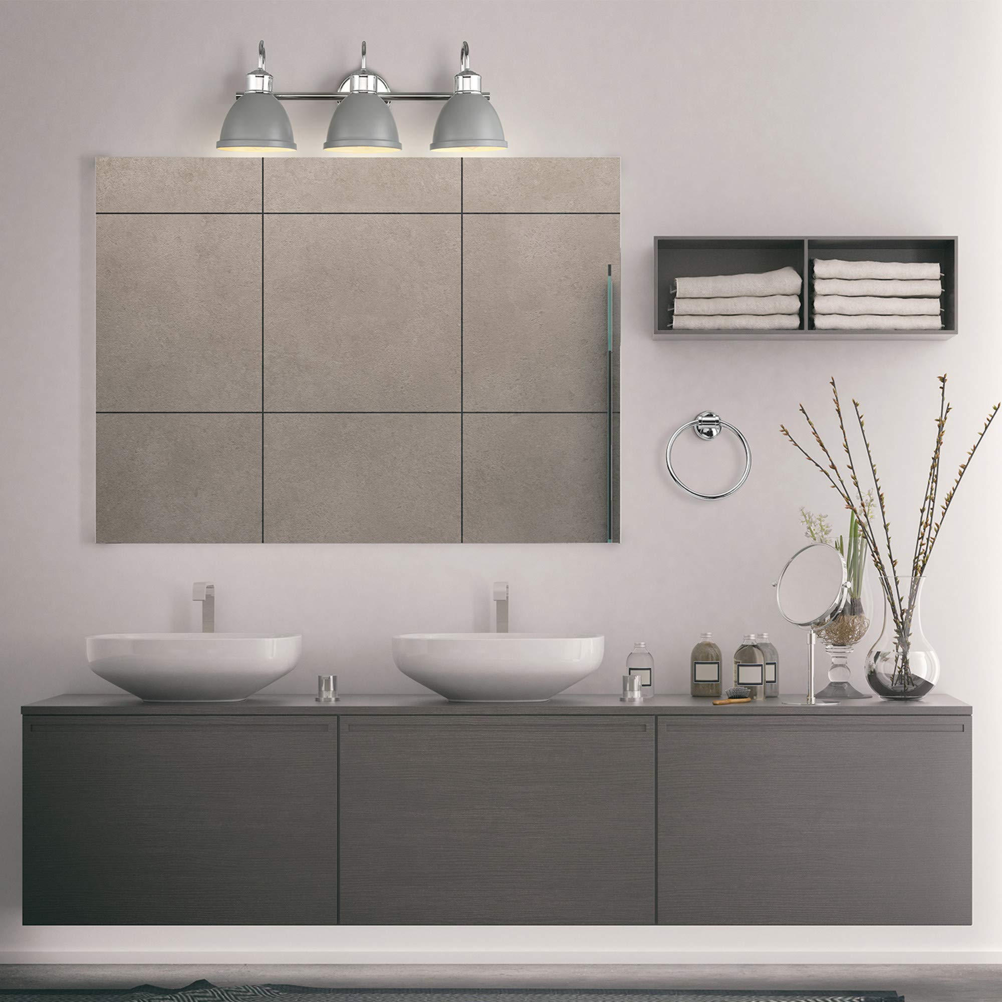 Globe Electric Sydney 5-Piece Bathroom Set, Matte Gray, Chrome, Model 51737