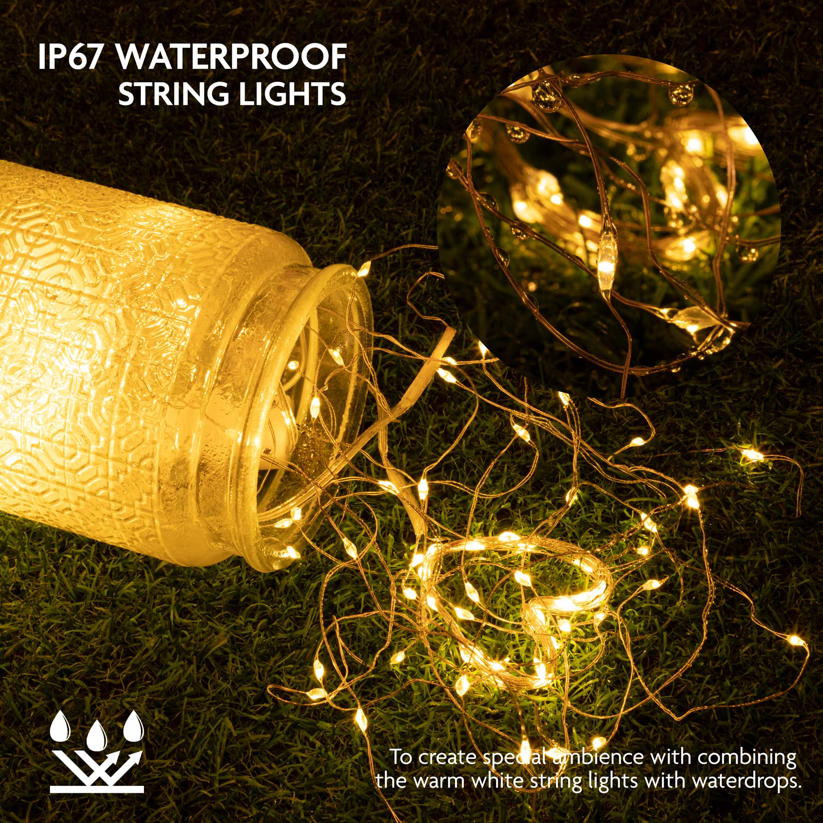 SINAMER Fairy Lights 12 Pack, 7ft 20 LED Waterproof Copper Wire String Lights, Warm White for Wedding Party Bedroom Christmas