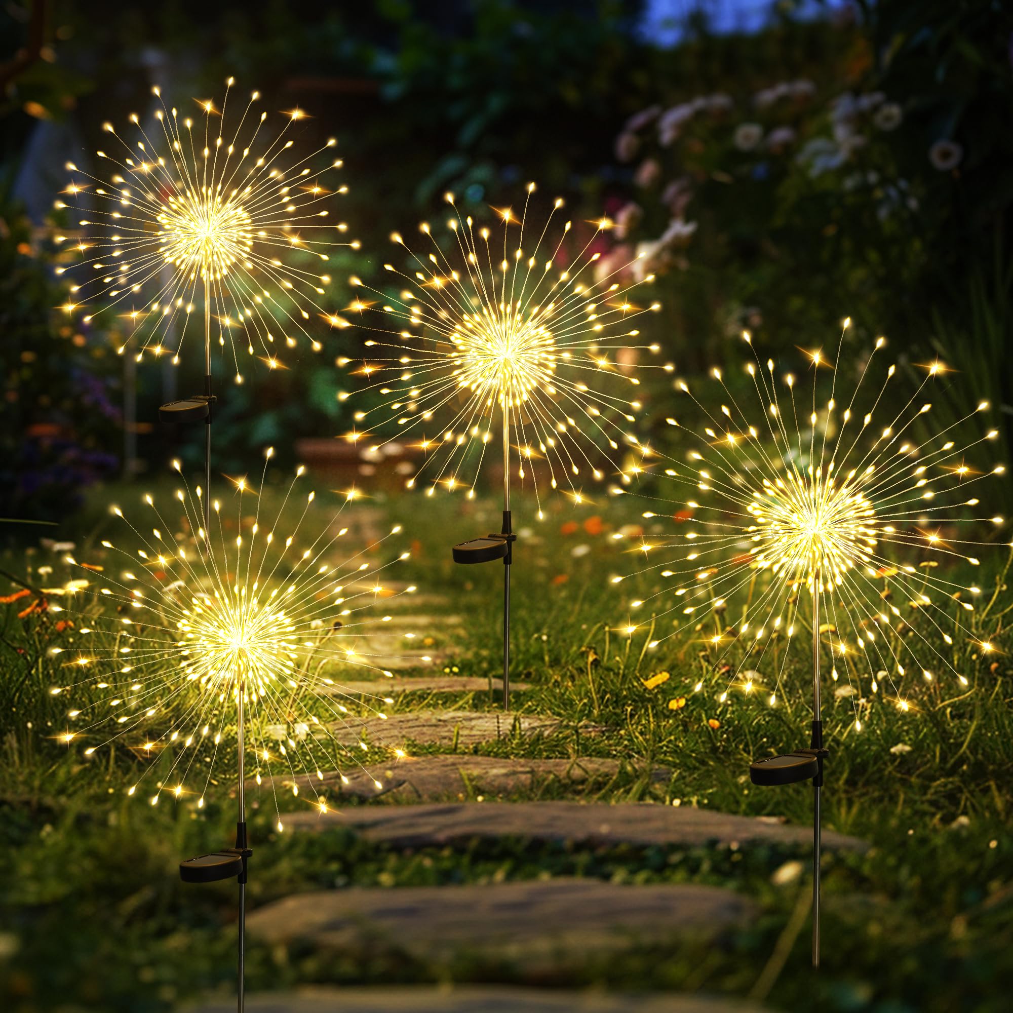 Gigalumi Garden Outdoor Decor Lights 120Led 4Pack, Solar Garden Lights For Yard Outside Fairy Garden Lights Decorative, Solar Lights For Yard Pathway Flowerbed Planter Balcony Patio Garden Decor