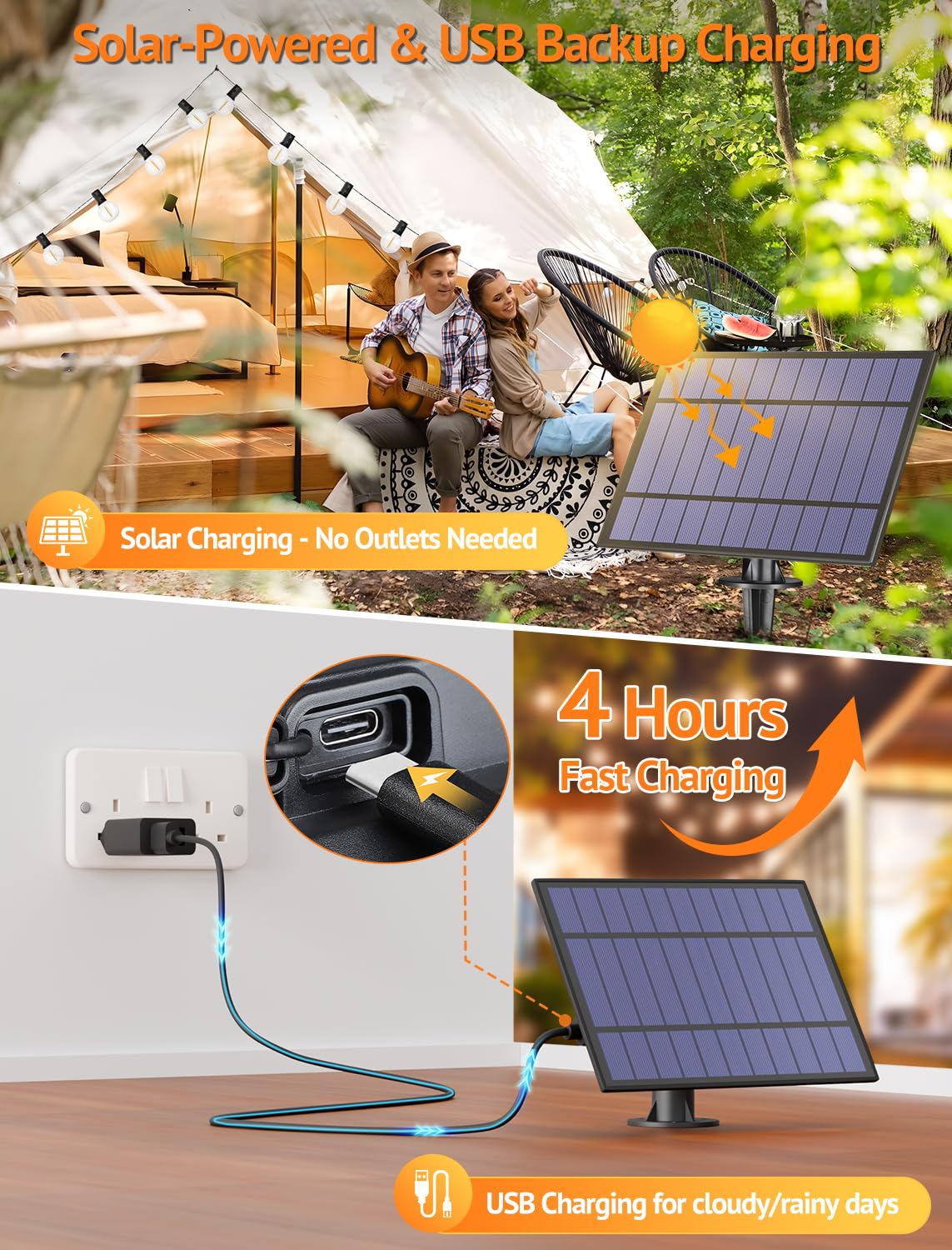 Larkvue Solar String Lights, 100FT, Waterproof, Dimmable 3 Modes, 40+3 LED G40 Bulbs, Black, Model GLS-18J2P-G40