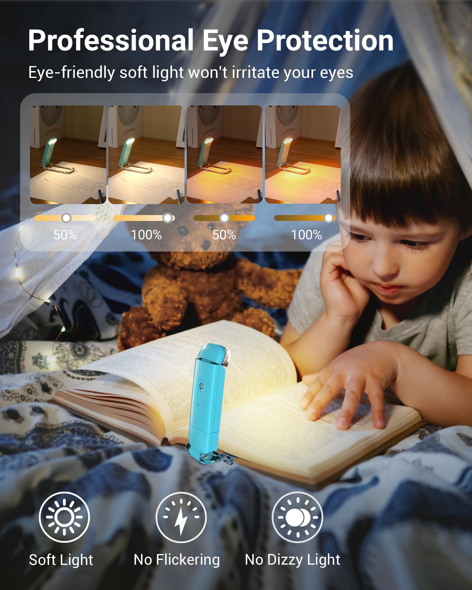 Dewenwils Book Reading Light With Clip, Usb Rechargeble Booklight For Reading In Bed, Clip On Book Lamp, Brightness Adjustable,