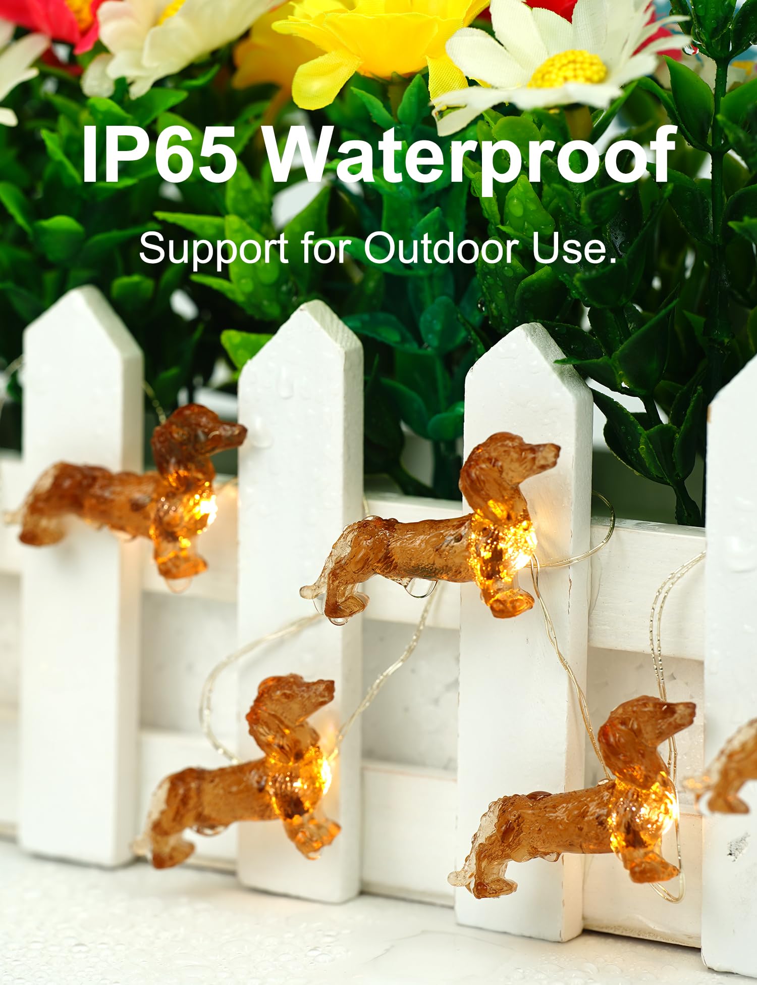 BOHON Dachshund Christmas Lights, 10ft, 30 LEDs, Battery Operated, Amber, Model BH-SL-21, Indoor Party Decorations