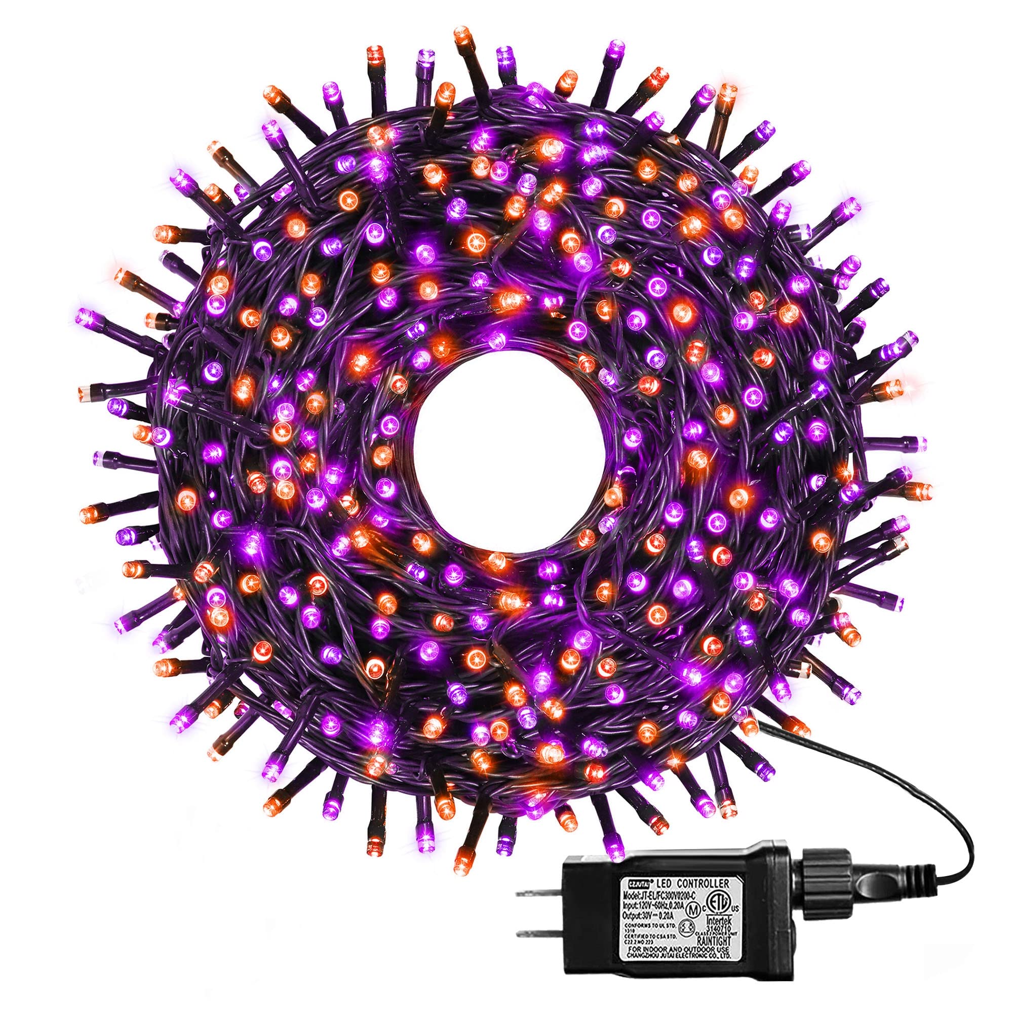 kemooie LED Halloween Lights, 164FT Waterproof Fairy Lights, 8 Modes, Orange & Purple, Model HB-500COI