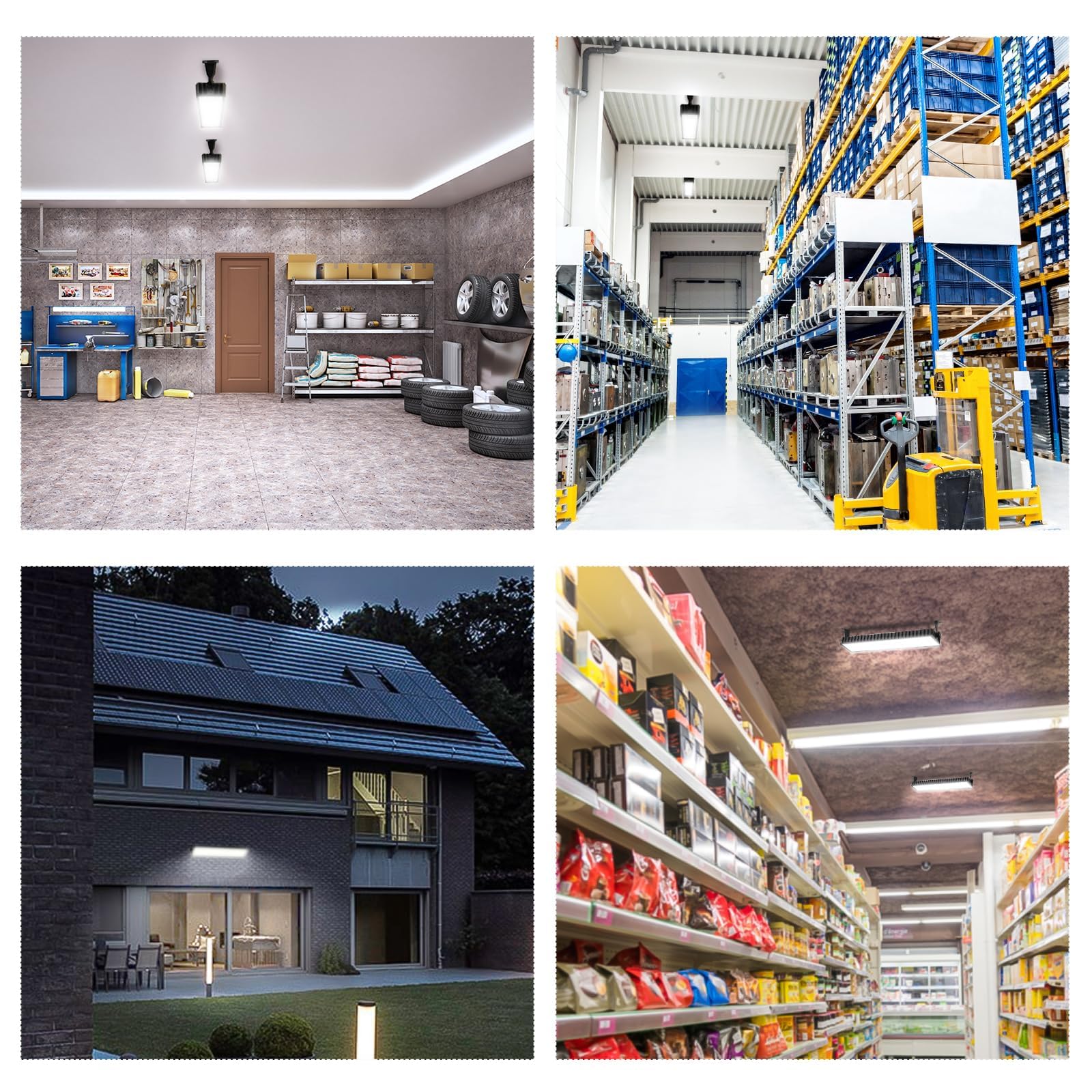 Yqnlifa 6 Pack 100W Led Shop Lights, 11000Lm 6000K Plug In Garage Light With 6Ft Power Cord, Ip66 Waterproof Work Light For Gara