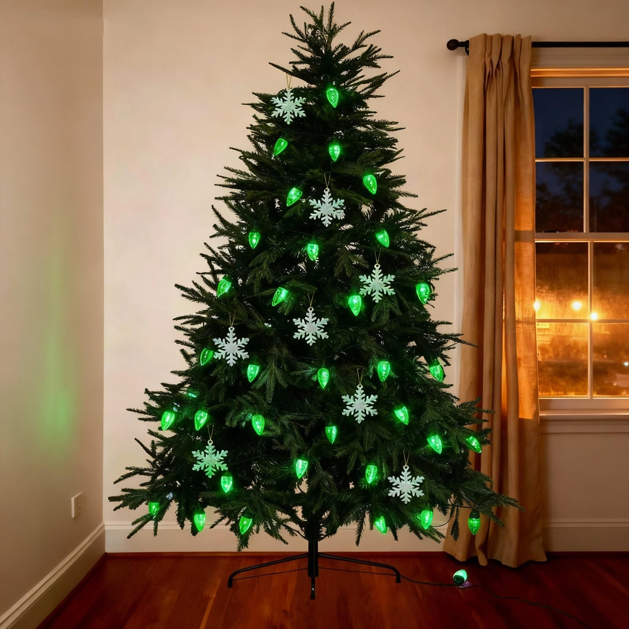 Ucutely C9 Led Christmas Lights Outdoor 33 Feet 50 Led 8 Lighting Modes Waterproof Connectable Christmas String Lights For Outside Roofline Patio Home Xmas Decorations (Green)