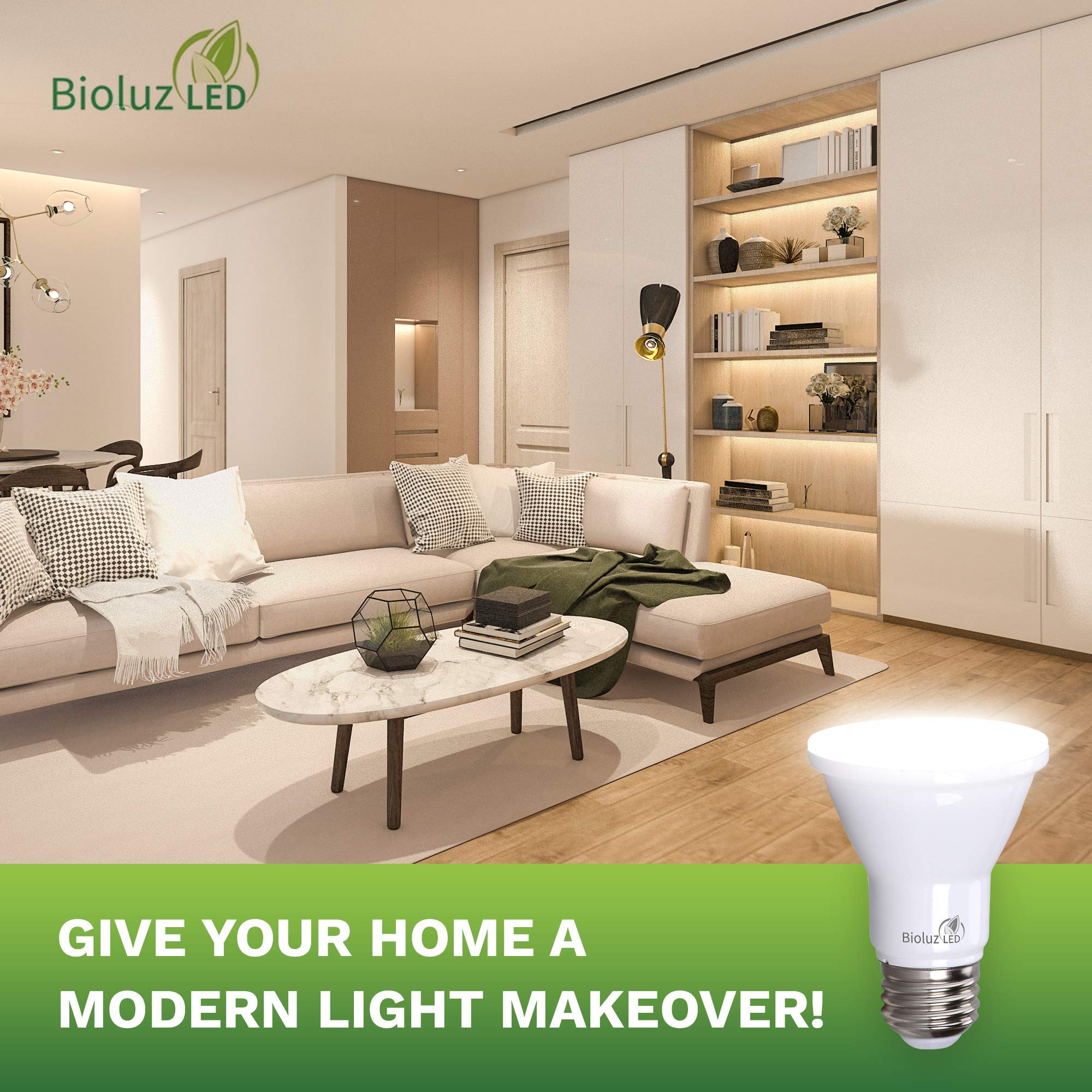 Bioluz LED PAR20 Bulbs 3000K Soft White Dimmable 5.5W = 75W Replacement E26 Base 8-Pack