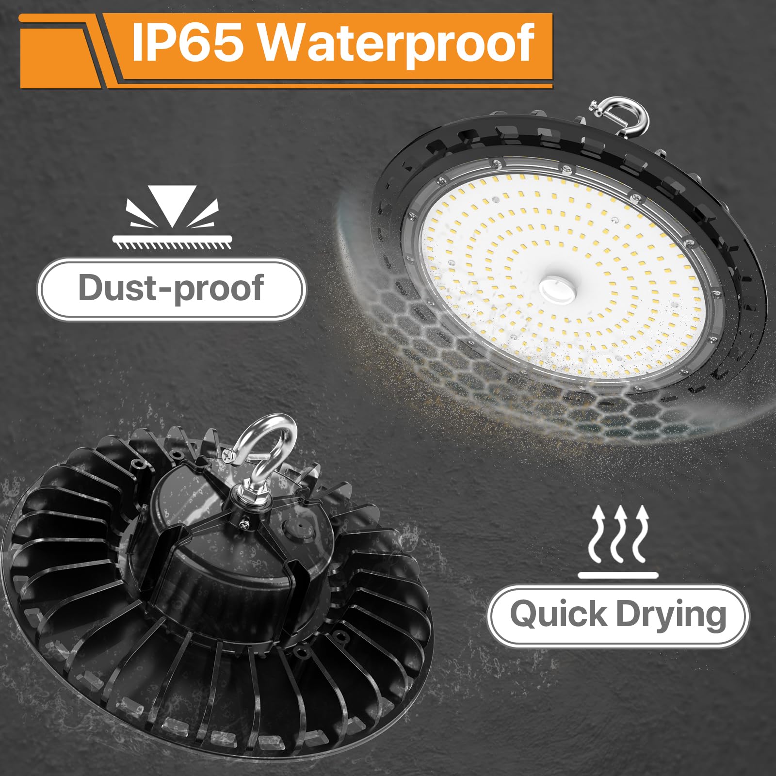 Pvilub High Bay Led Shop Lights: 150W 21000Lm Ufo Led High Bay Light With Us Plug, 120-277V, Ip65 Commercial Bay Lighting, High Bay Led Lights For Garage Workshop Warehouse Factory Barn 2Pack