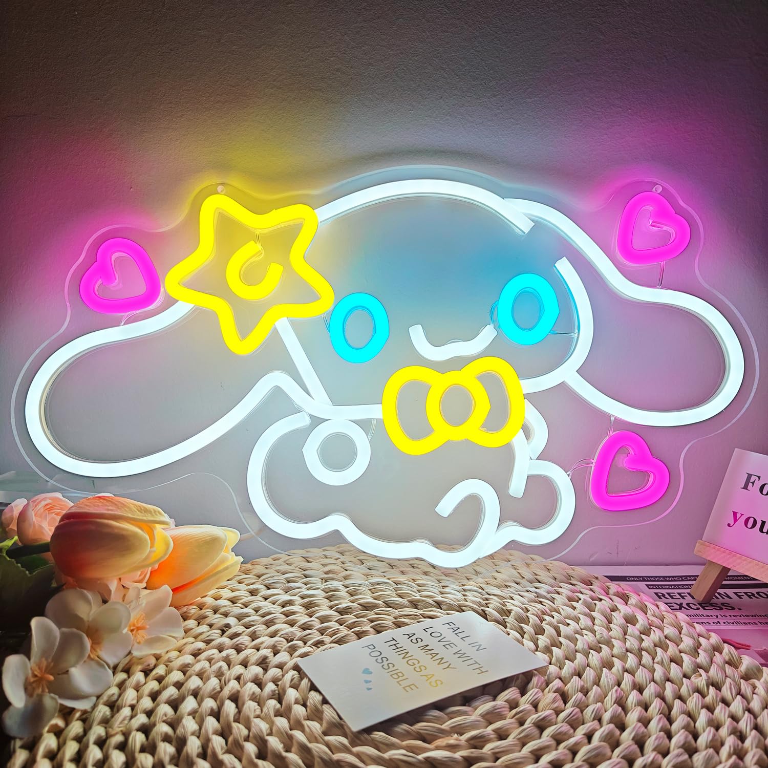 Ovoninn Anime Neon Sign - Dimmable Led Wall Decor For Bedroom & Kids - Multicolor Cute Night Light