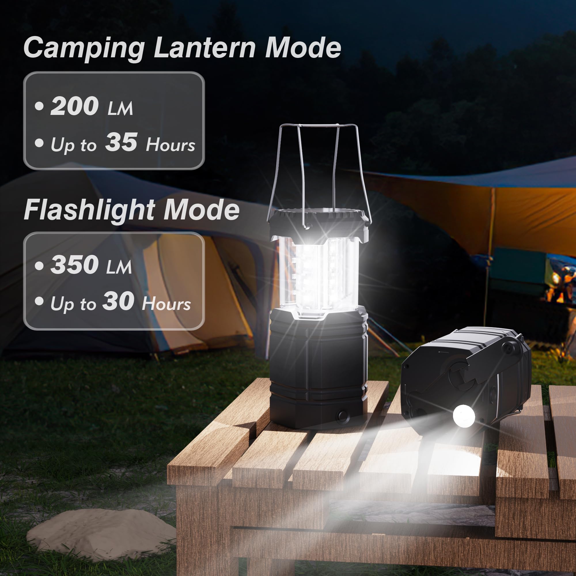 Mesqool 3000 Large Capacity Hand Crank Solar Lantern - Ultra Bright LED, 23-26 Hours Run Time, USB Charger, Black, Model CL1000