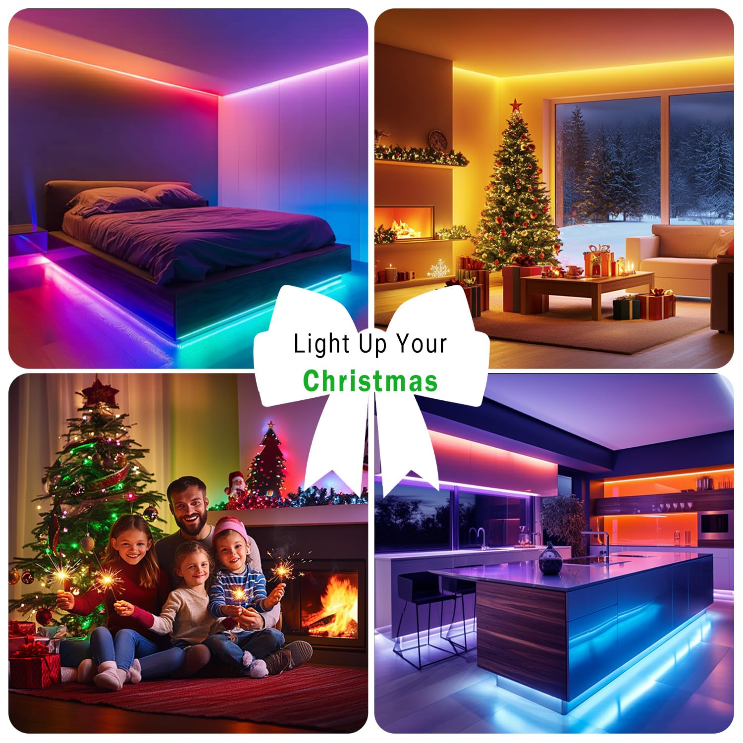 Daybetter Led Lights For Bedroom 132Ft (2 Rolls Of 65.6Ft), Music Sync Color Changing Strip Lights With Remote, 24V Power Supply