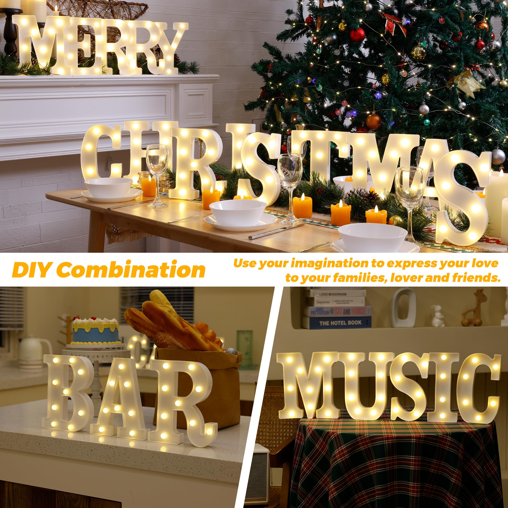 Tronsboo Led Marquee Sign Light Up Letters, Alphabet Light Up Letters Sign, Battery Powered Led Letter Lights For Night Light, Wedding, Birthday, Party, Christmas Or Home Decor (Letter C)