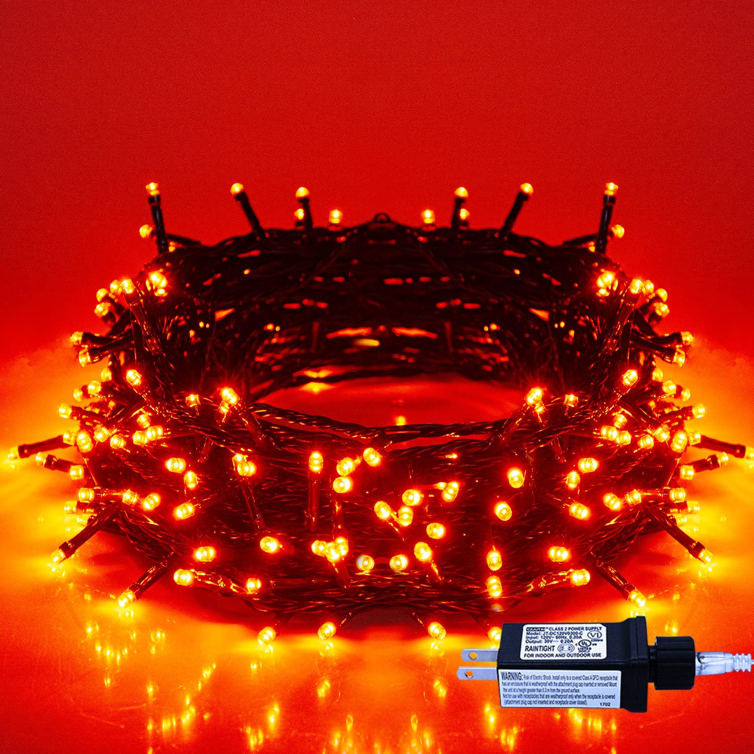 Halloween Indoor String Lights Orange - 220 Leds 82Ft/25M Memory Function 8 Modes End-To-End Plug In Outdoor Waterproof Fairy Twinkle Tree Fall Lights For Autumn/Thanksgiving Day/All Saints Day/Yard
