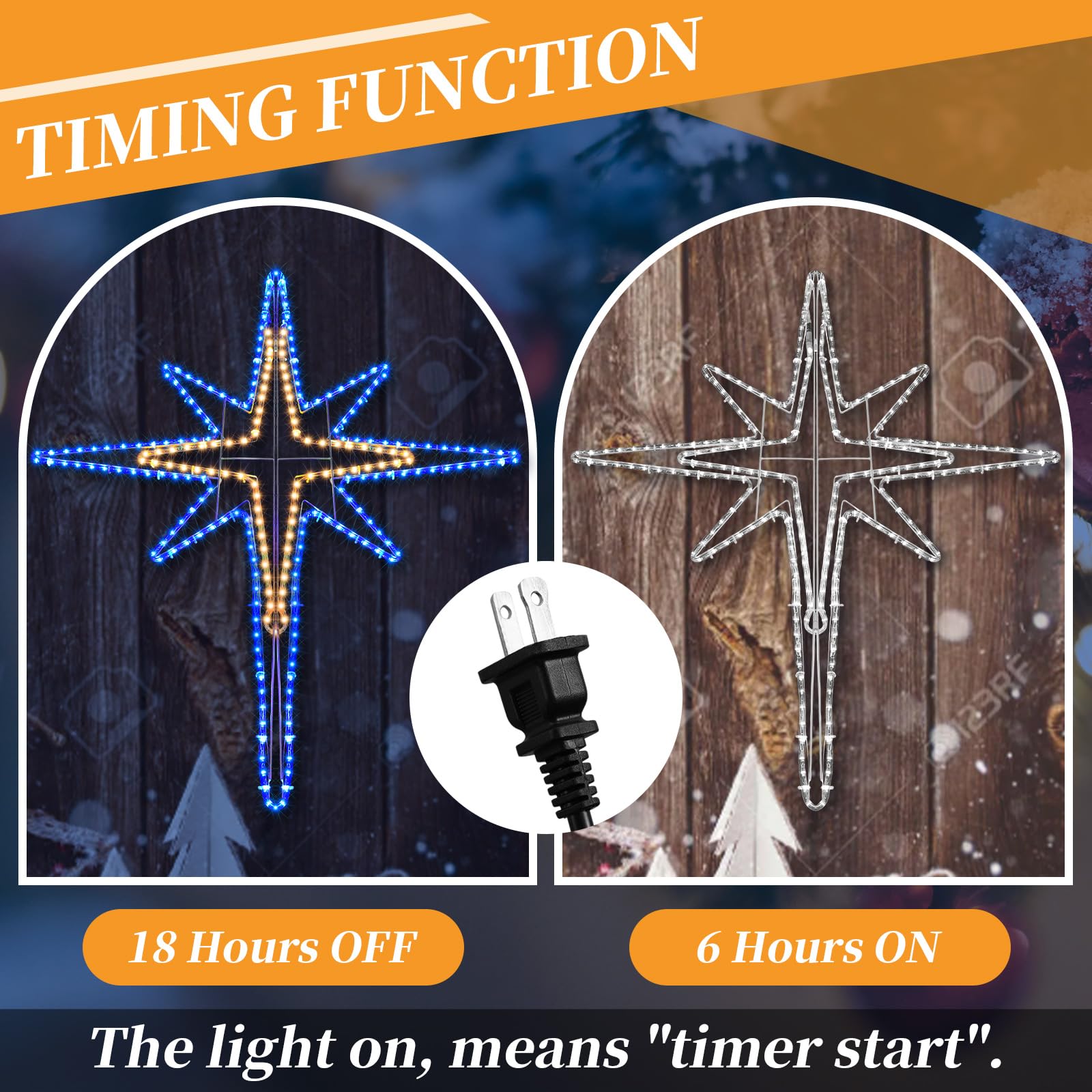 Wettal LED Christmas Star Hanging Lights, 43" Warm Light Nativity Decoration for Door, Window, Porch, Tree Topper