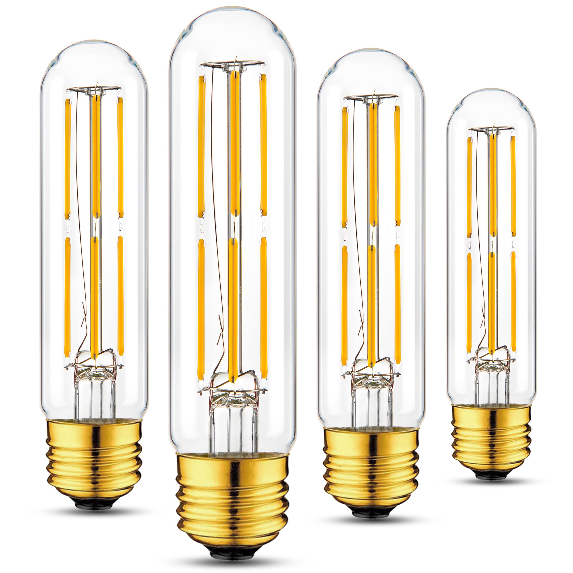 Grensk Tubular Led Light Bulbs 60 Watt,T10 E26 Tube Light Bulbs Dimmable 6W,Warm White 2700K Vintage Edison Led Filament Bulbs,6
