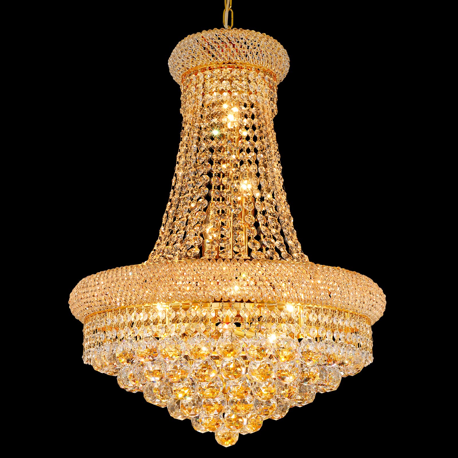 Gifarich Crystal Chandeliers For Dining Room Light Fixture Empire Style K9 Crystal Chandeliers For Entryway 12 Lights Gold stylish Lighting Fixtures For Living Room Stairway Bedroom Foyer D22 Inch