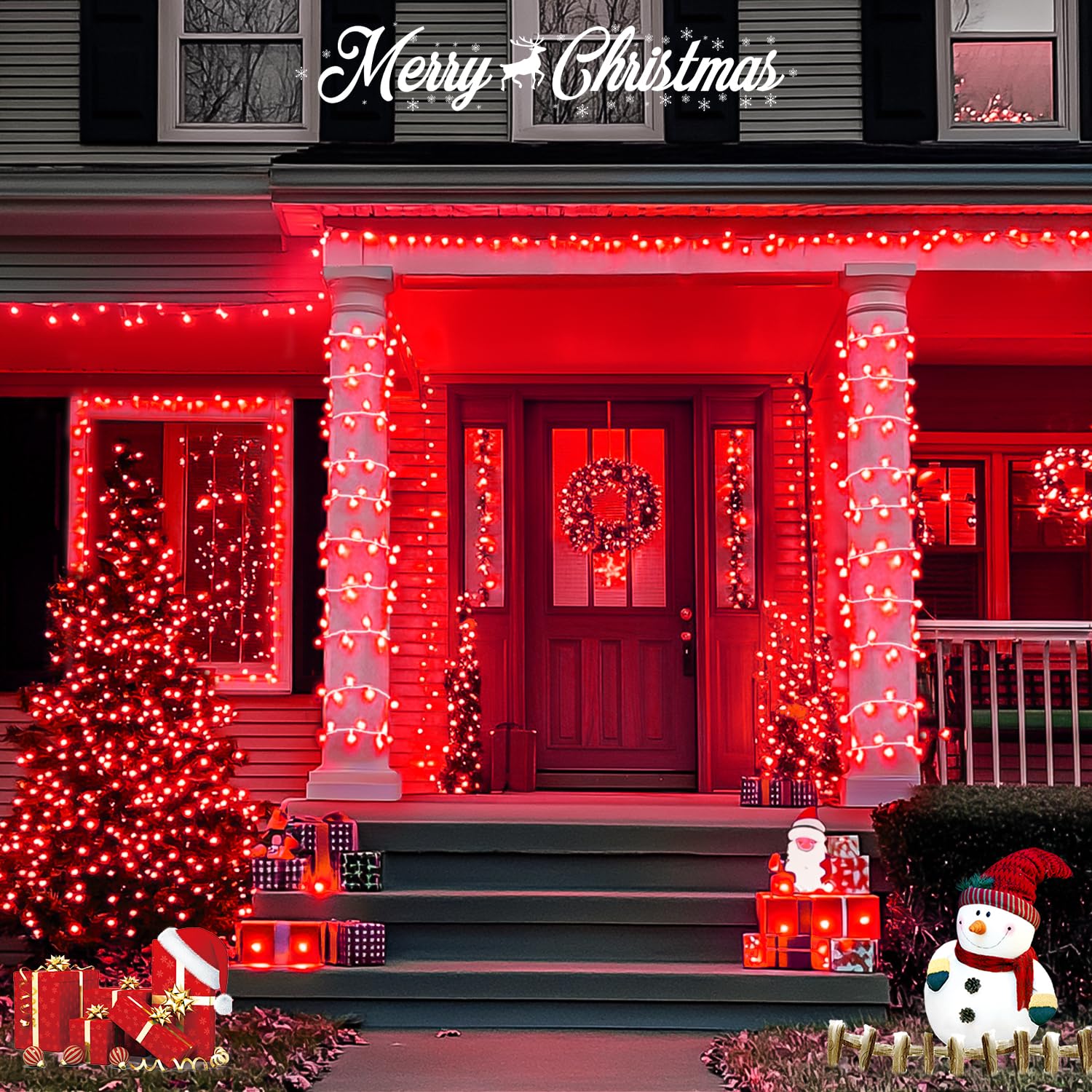 JMEXSUSS LED Red String Lights, 163 FT, 8 Modes, Waterproof, with Reel, Model EXS-S-0500