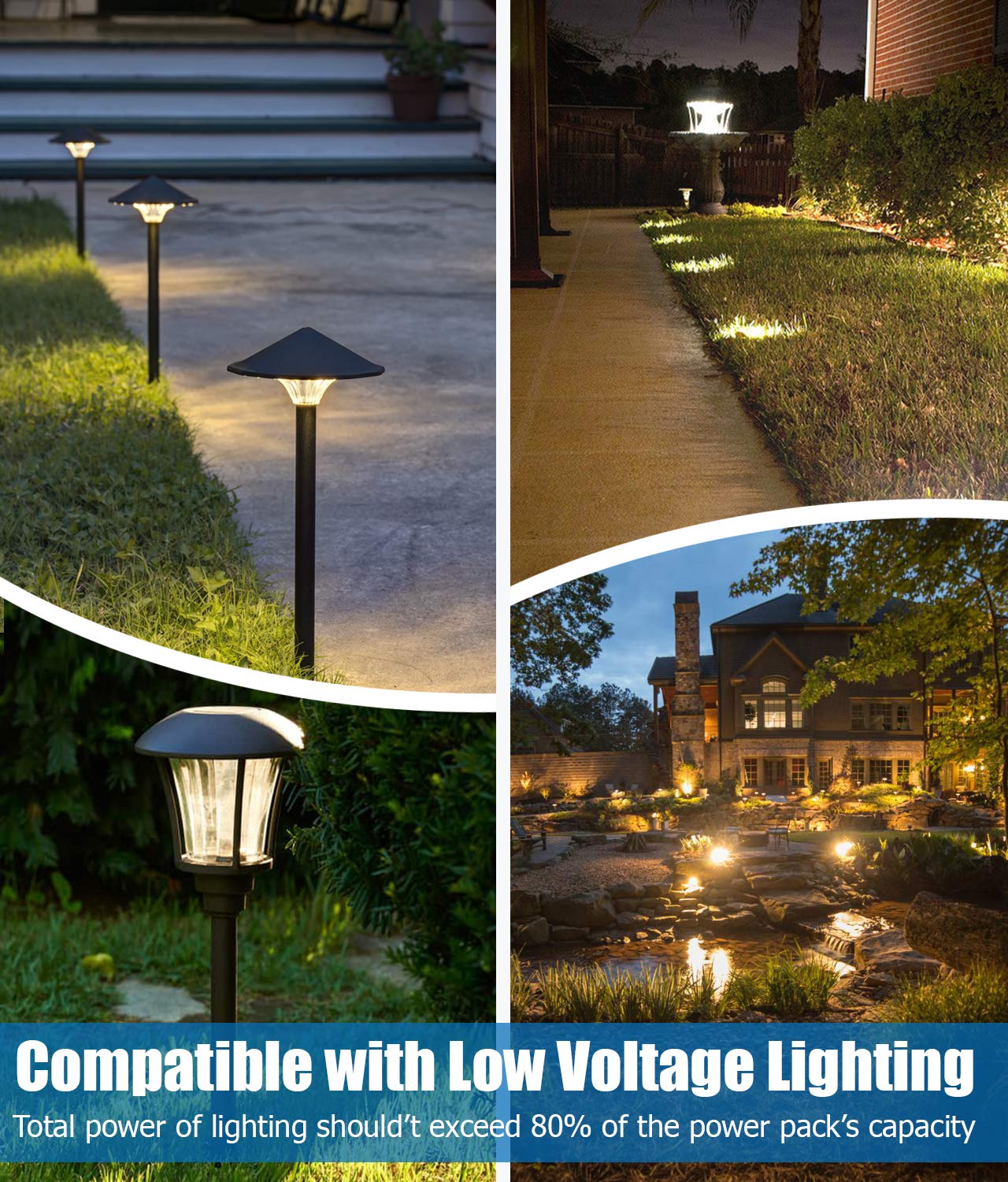 SUNVIE 60W Low Voltage Transformer with Timer & Photocell Sensor, Waterproof for Outdoor LED Landscape Lighting