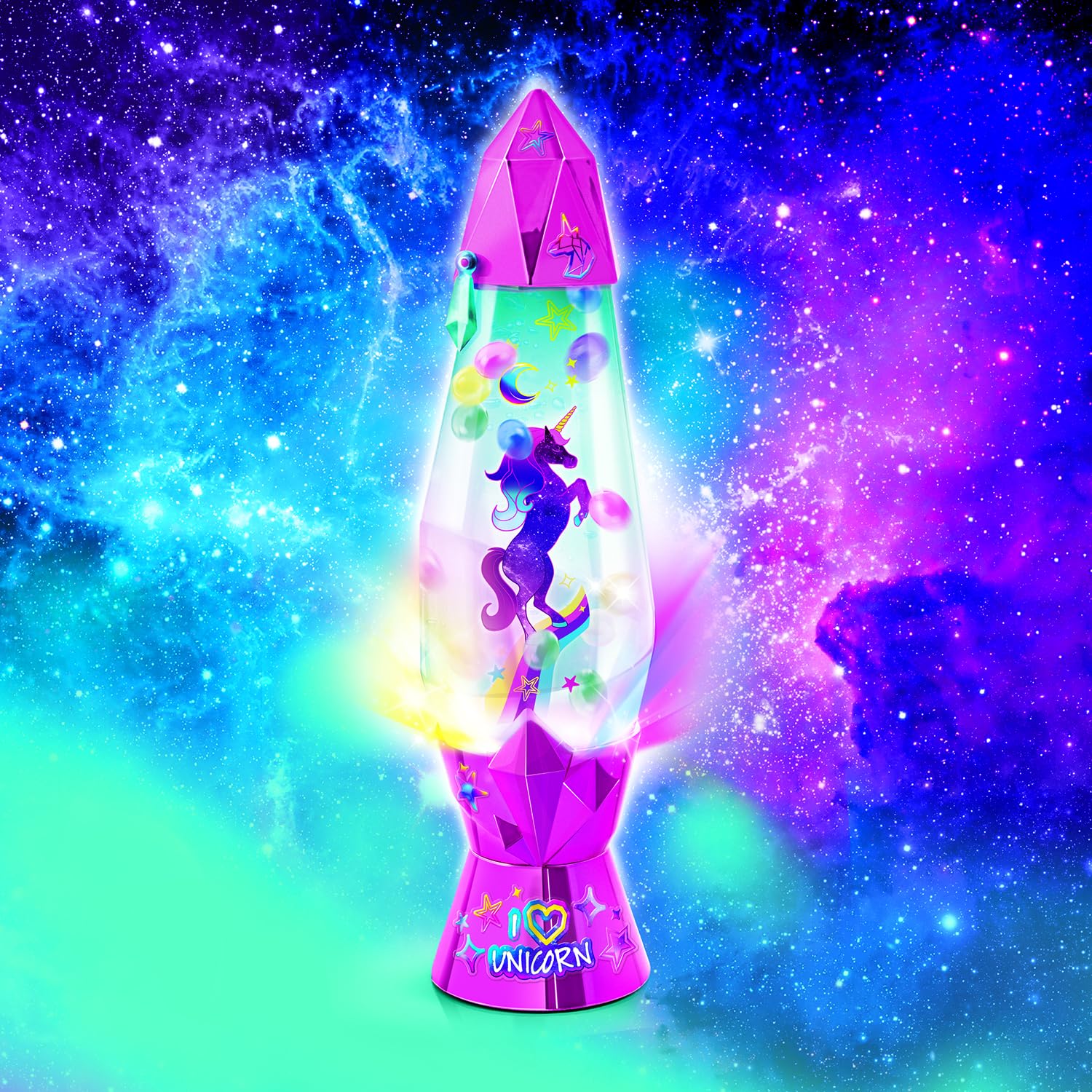 Canal Toys DIY Lava Lamp - Customizable Bubble Lamp with Color-Changing LED, Glittery Bubbles, Medium, Multicolored, Model 228157