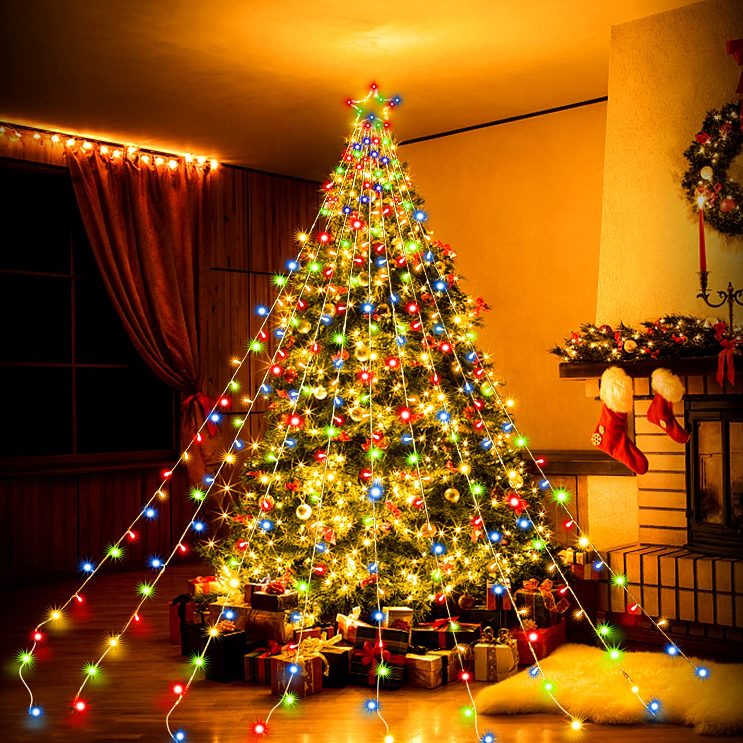 Danli Christmas Decorations Christmas String Lights Outdoor, 320 Led Star Lights With Timer [8 Mode/Ip44 Waterproof] Fairy Lights, 9X12Ft Topper Lights For Xmas New Year Patio Yard