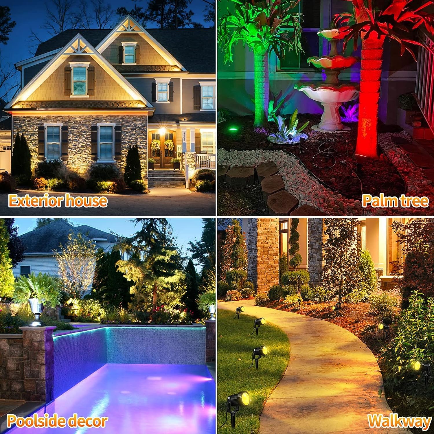 OurLeeme Lawn Flood Light Stake - 2-in-1 Waterproof Outdoor Remote Control Spotlight - Black - Aluminum - Model PD-23979