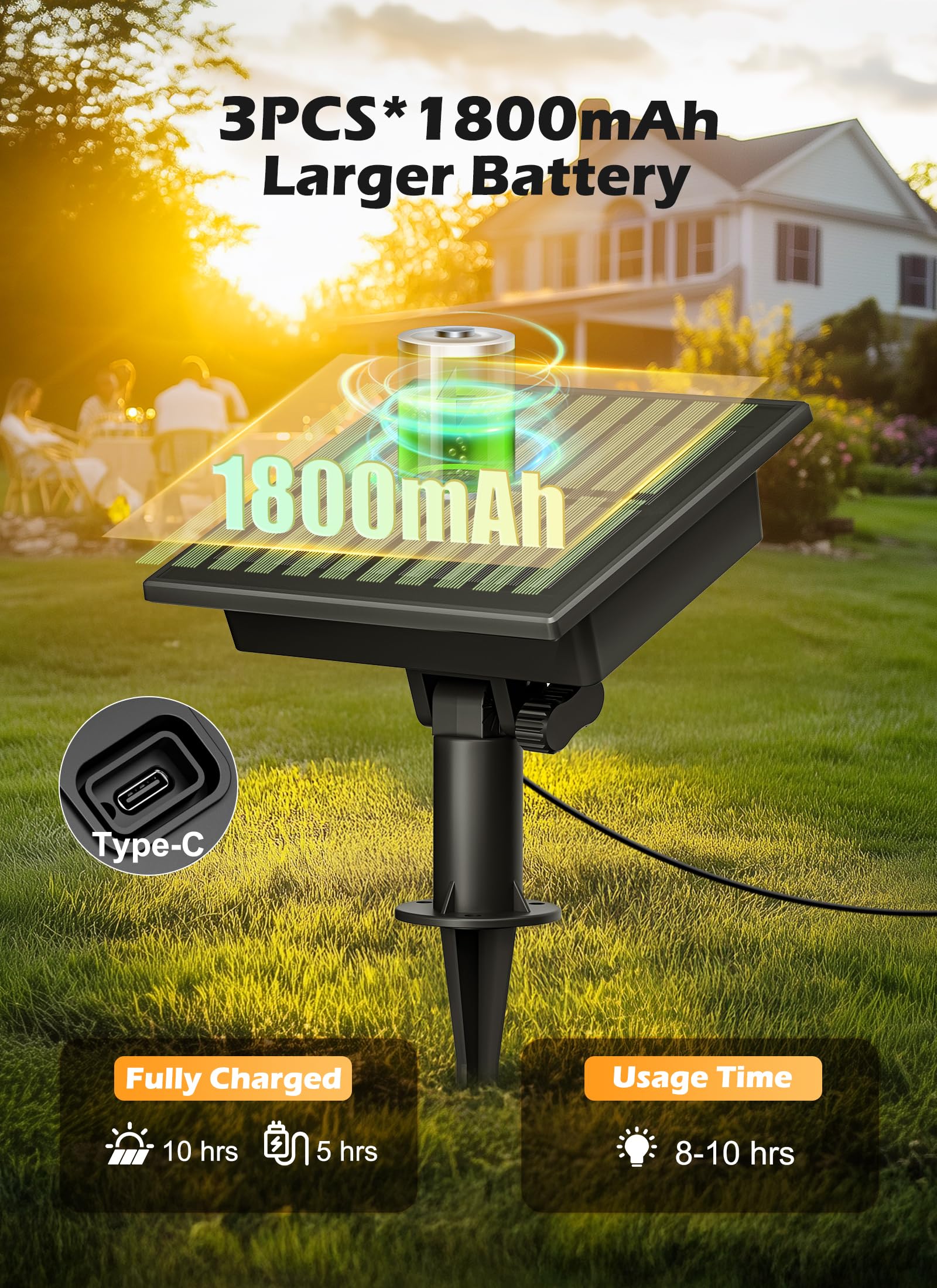 Brightown Solar String Lights 108FT with 50 Warm White ST38 LED Bulbs, Waterproof, Remote Control for Outdoor Camping & Party Decor