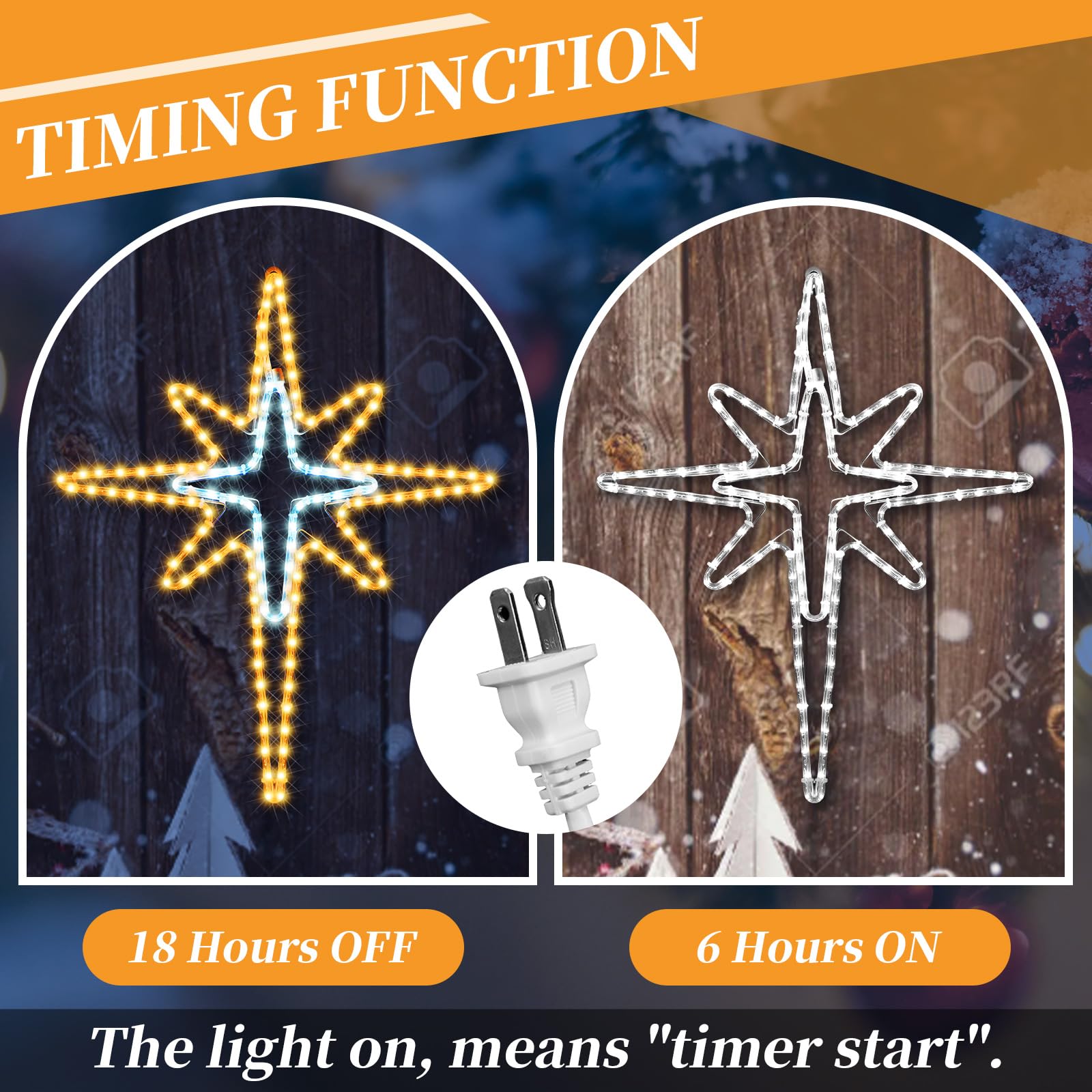 Wettal LED Star Hanging Lights for Christmas Decoration, 28in Iron, White & Warm Light