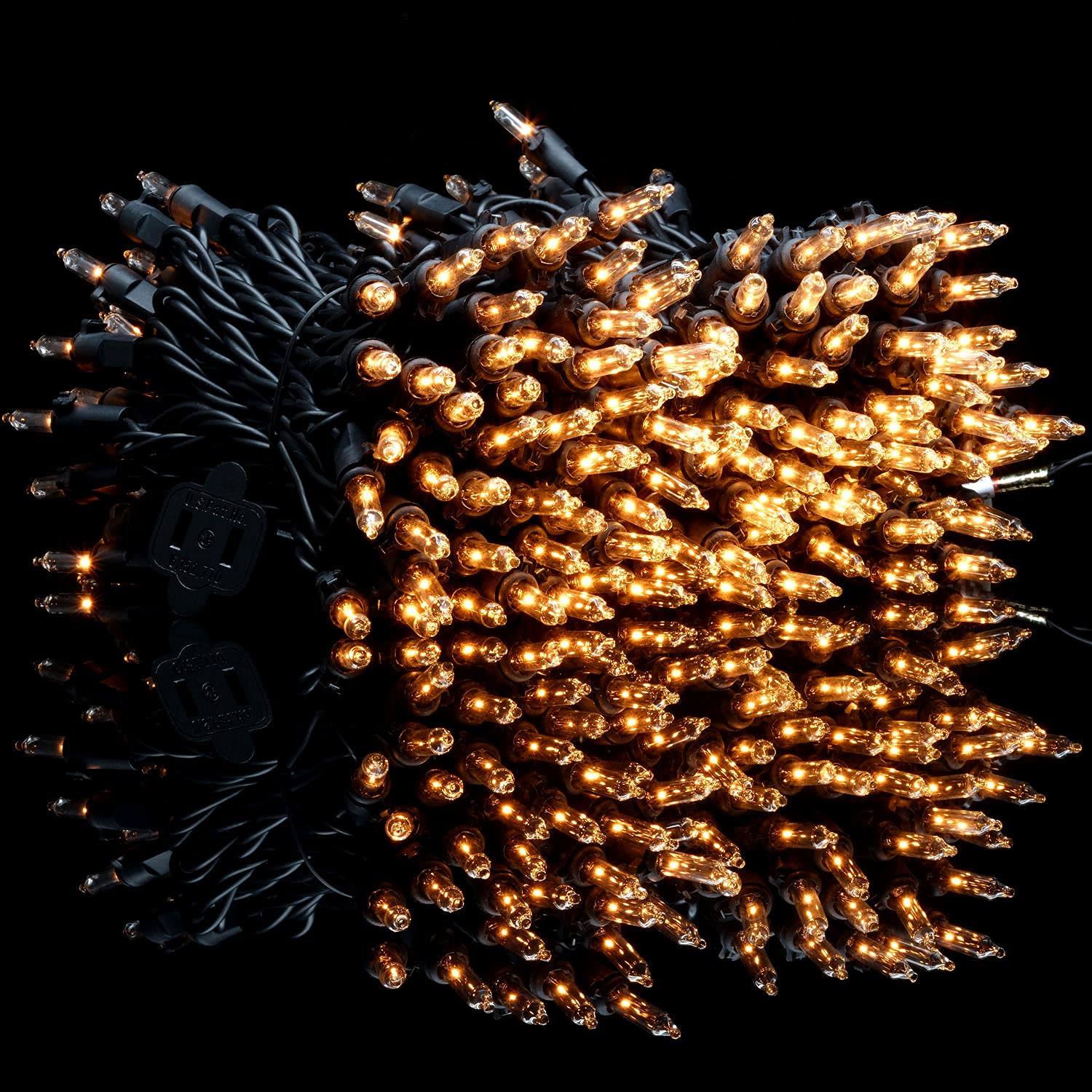 YULETIME Clear Christmas Lights String, 200 Count, 66 Feet, UL Certified, Copper Wire, Incandescent, Model DDS-L-100E/2F(0.34)