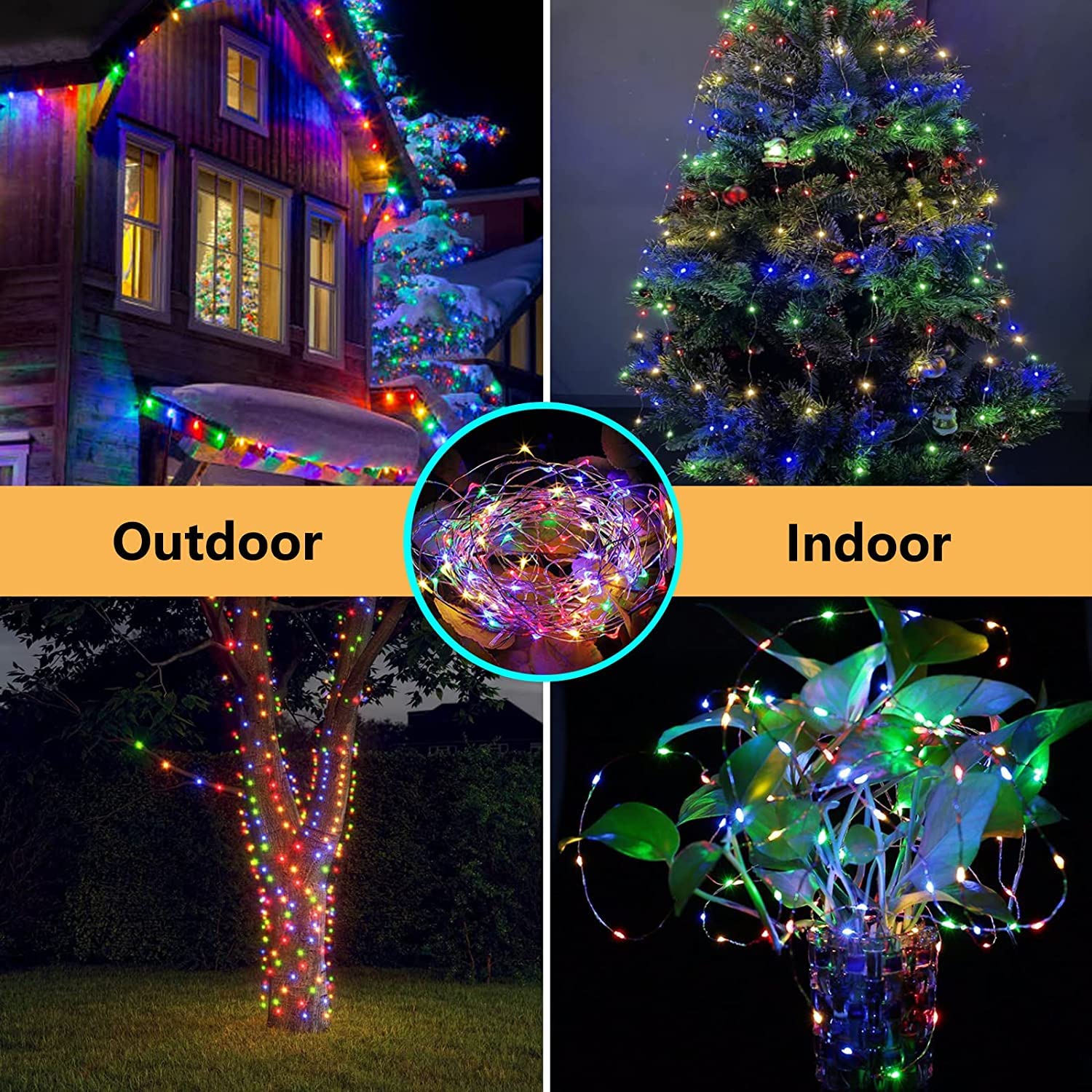 BHCLIGHT 66Ft 200 LED Fairy Lights with Remote, Waterproof, 8 Modes, Timer, Multicolor, Model MLS-D4.5V1.35WUC-O