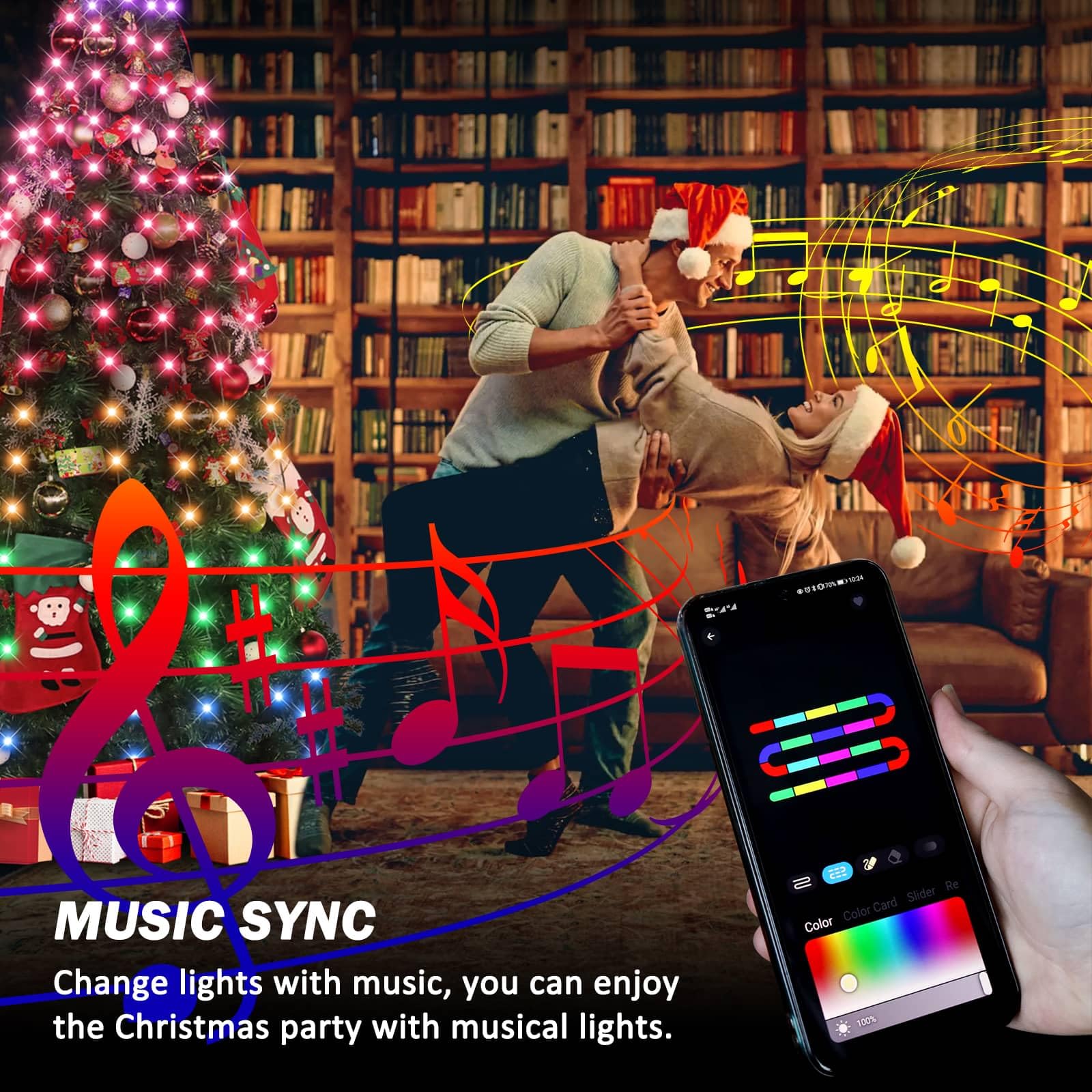 ASTRAEA 200 LED Christmas Tree Lights, 6.6FT x 10, Multicolor, Remote Control, 24 Modes, Indoor/Outdoor Decor
