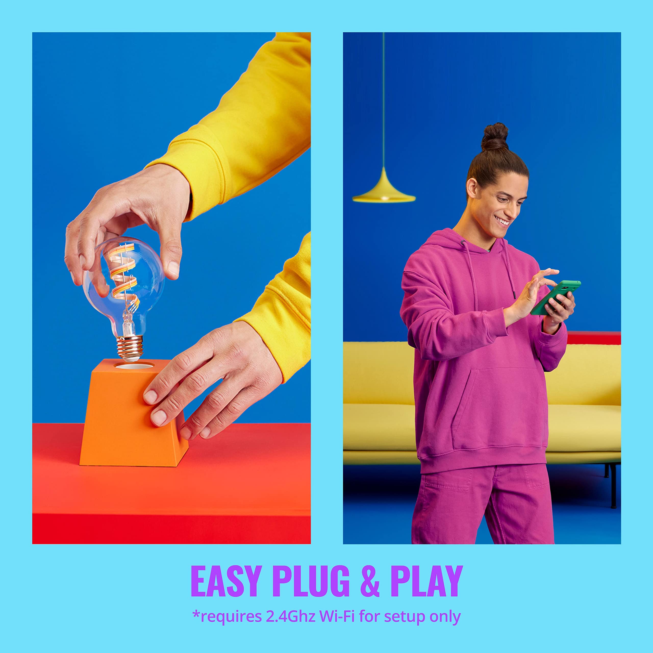 Wiz Clear 60W G25 Tunable White Led Smart Bulb - 6 Pack, Voice/App Control, Wi-Fi, Motion