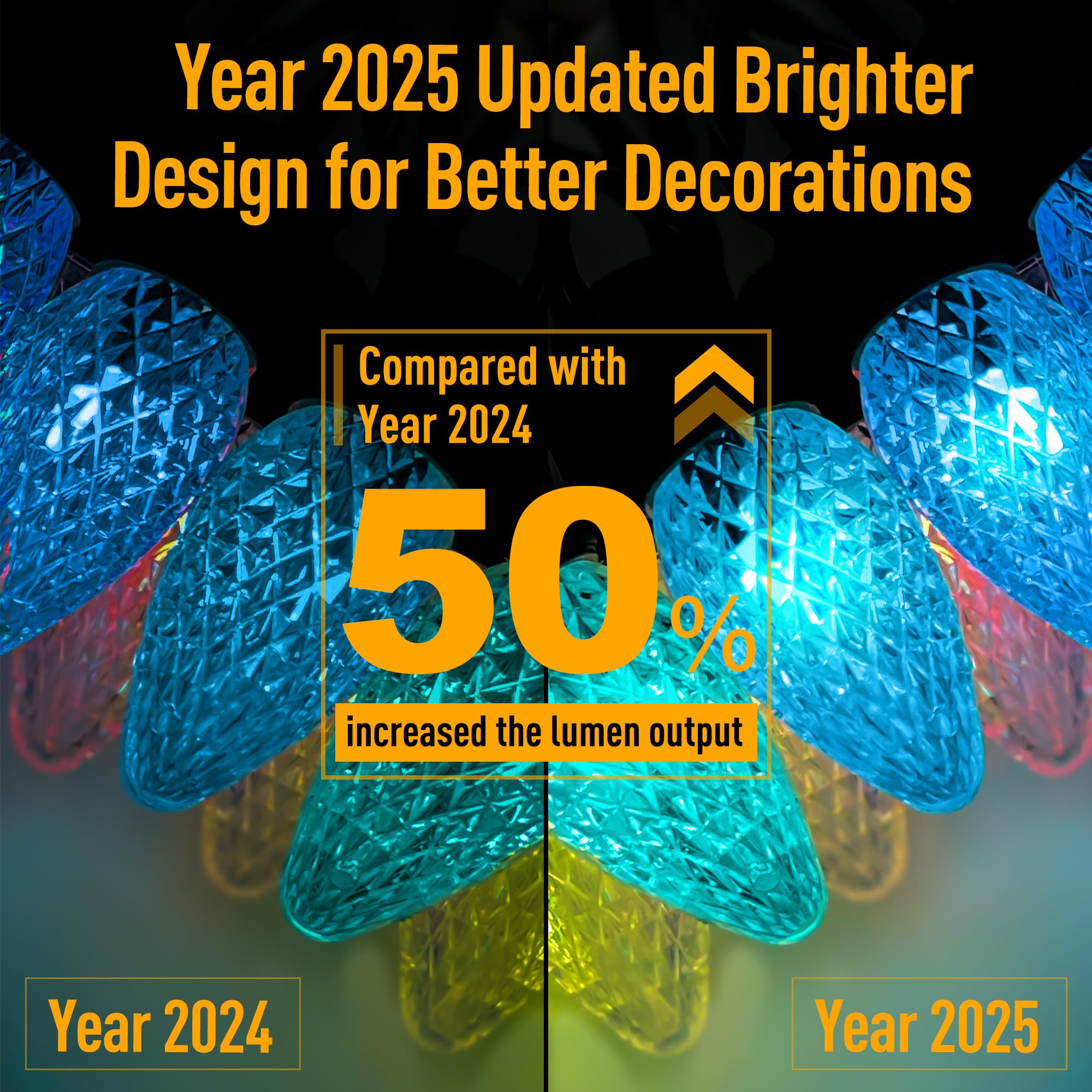 Probro Smart C9 Halloween Lights - 100 LEDs, 79 FT, Waterproof, App Control, Orange & Purple, Model HYS-PUL0502500-BWSL35