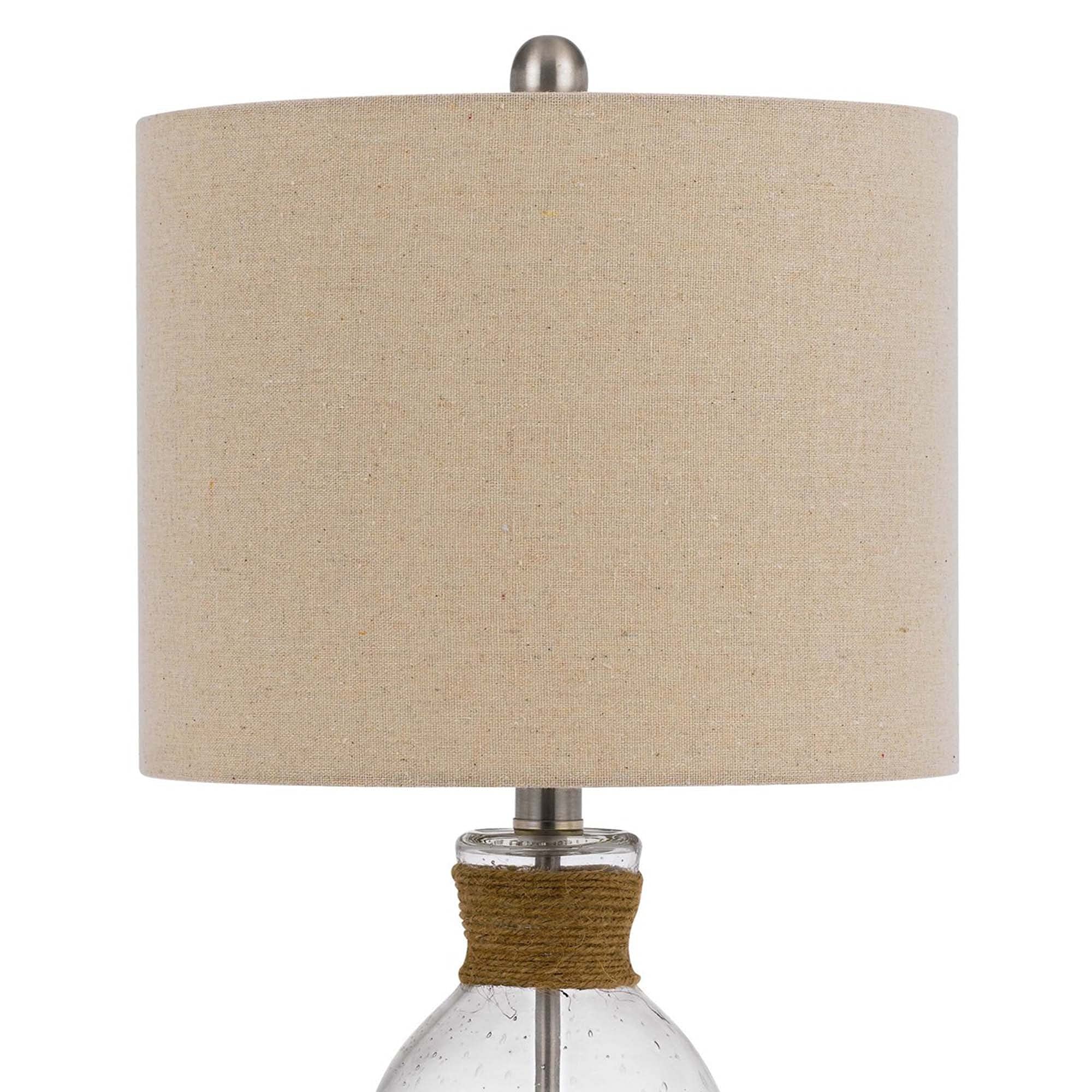 Benzara Table Lamp - Bubble Glass Body with Rope Accent, Beige, Model BM241867