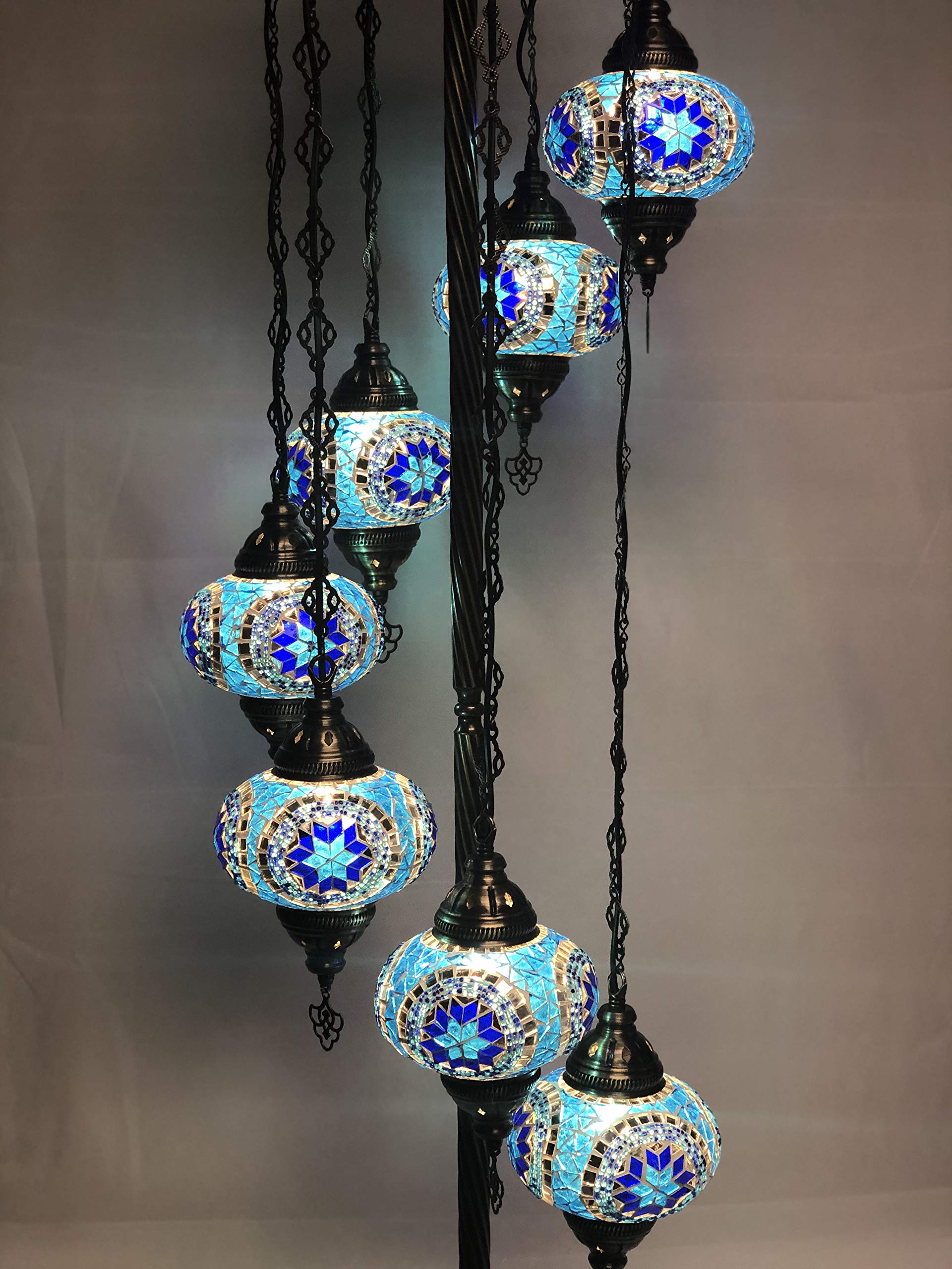 Canan Mosaic 7 Balls Turkish Mosaic Floor Lamp Handmade Glass Lighting Multicolor Model 7Floor