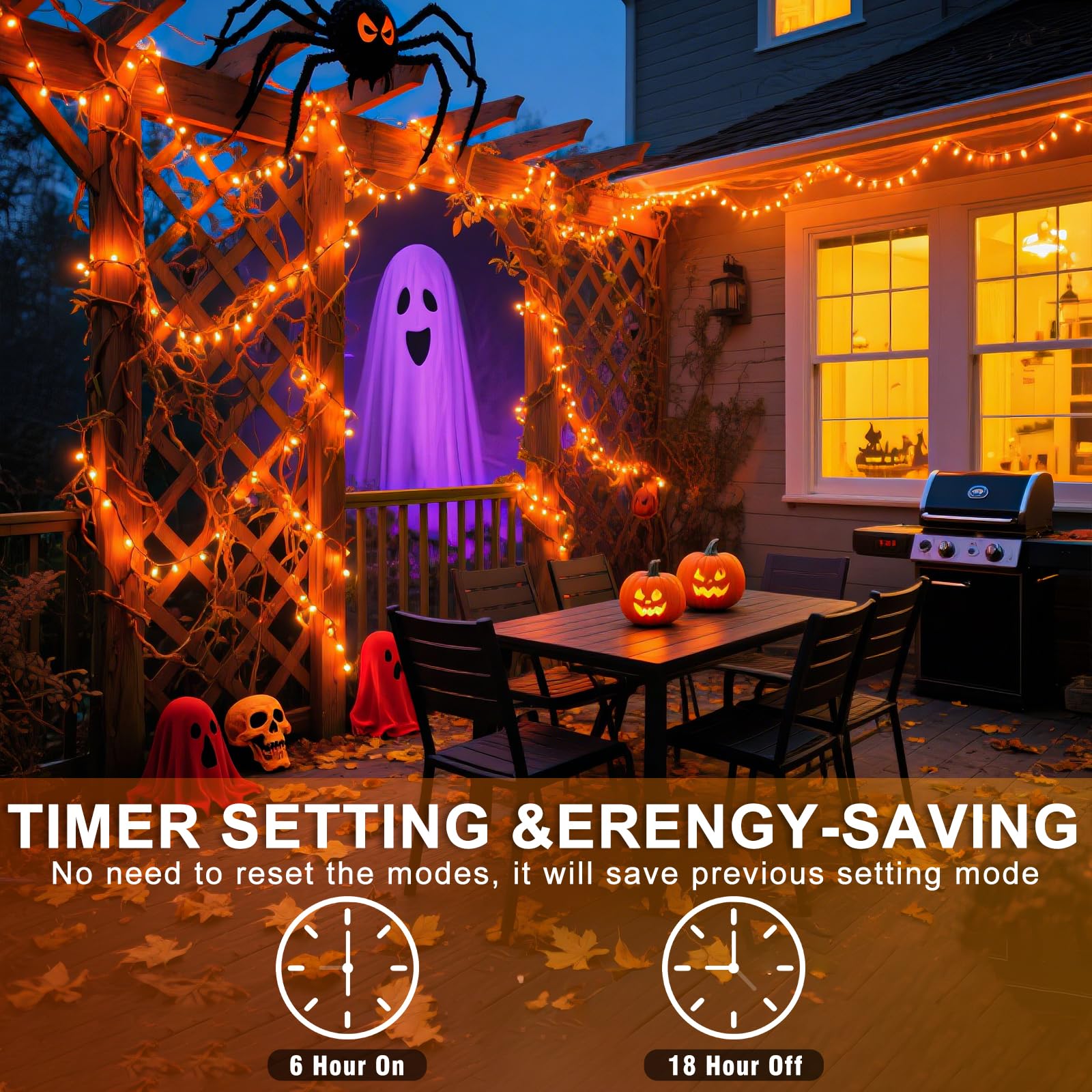 Einiiya 600 Led Christmas Lights Outdoor 197 Ft String Lights Indoor Outdoor Clear Wire With 8 Modes  Plug In Waterproof Orange String Light For Christmas Tree Party Thanksgiving Decorations