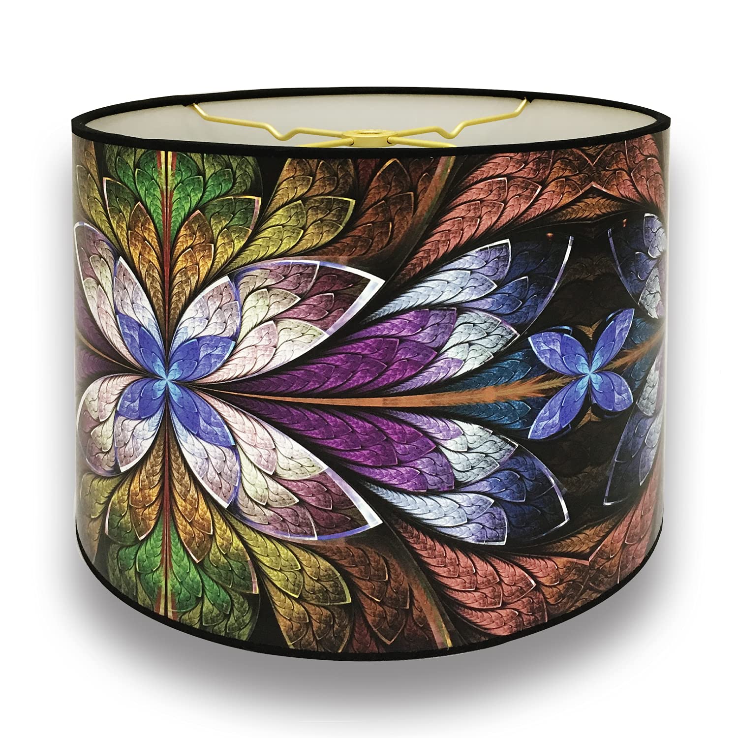 Royal Designs, Inc. Trendy Decorative Handmade Drum Shade, Made in USA, 10in, HBC-8040-10, Purple Lotus