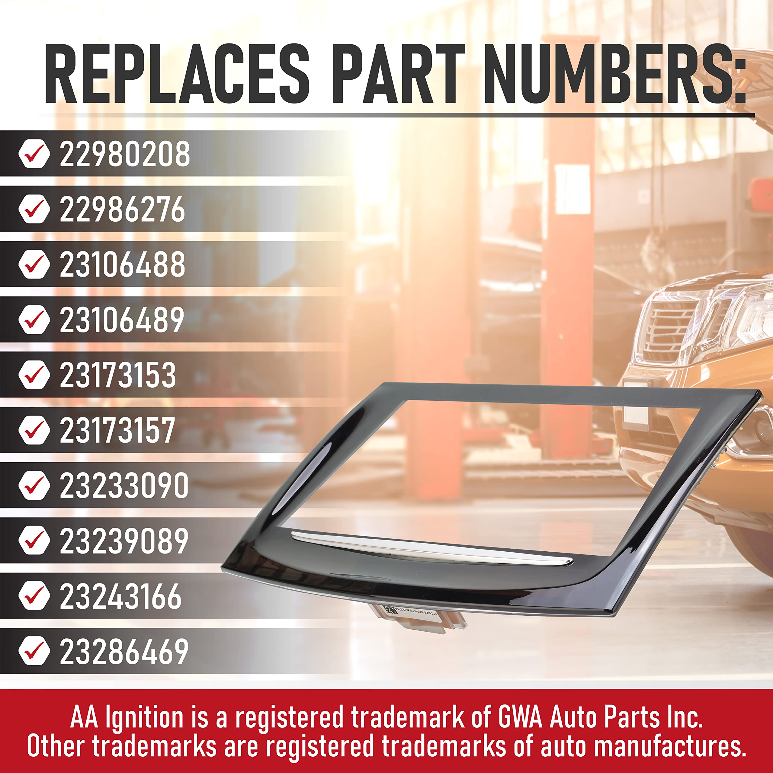 Replacement Cue Touch Screen Display - Compatible With Cadillac Vehicles - Ats, Cts, Elr, Escalade, Esv, Srx, Xts - Premium Gel-Free Infotainment Screen - Replaces Screens For 22980208, 22986276