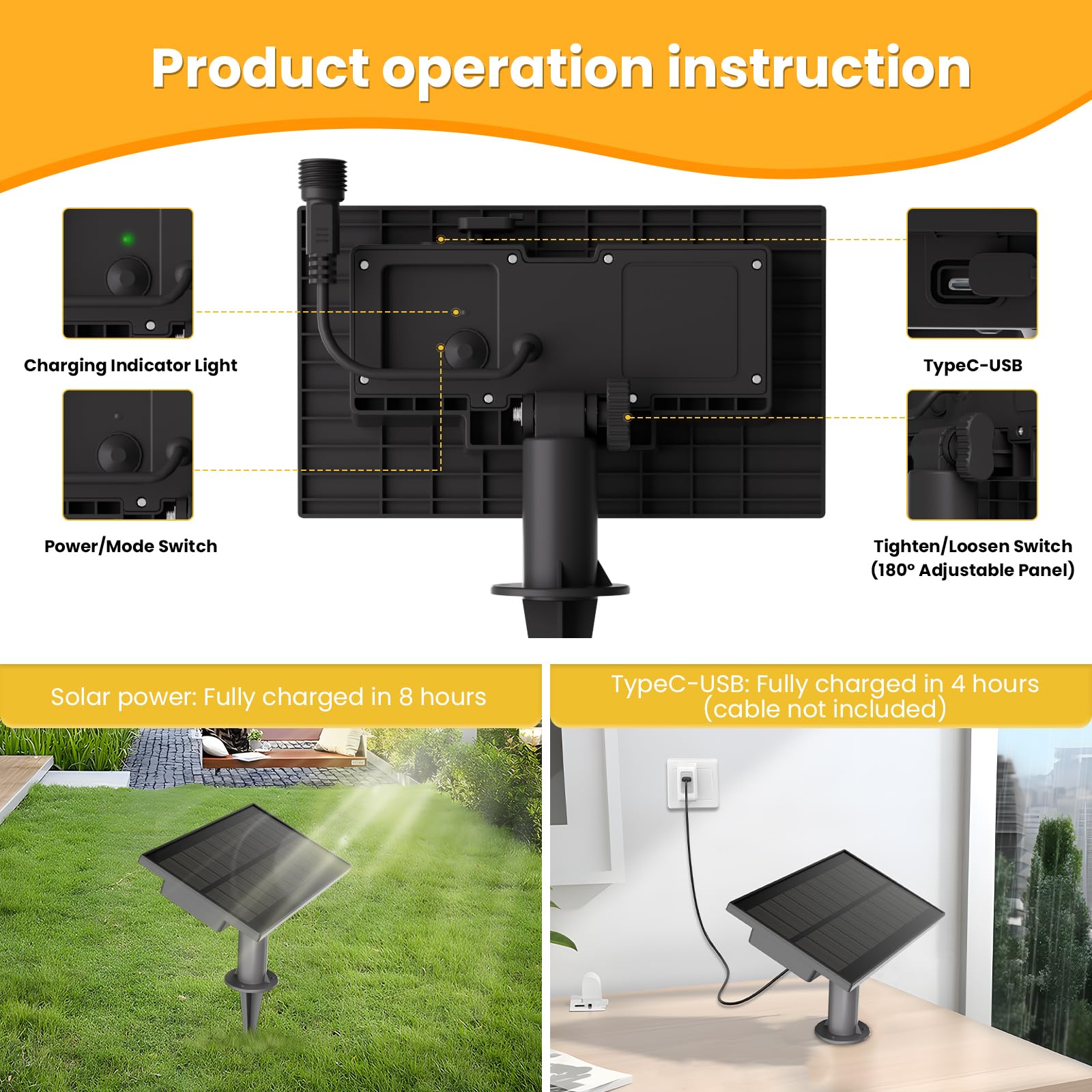 Zotoyi Solar String Lights Outdoor Waterproof Ip65 100Ft With Usb Port And 50+2 Shatterproof G40 Bulbs, Up To 8-12 Hours For Usi