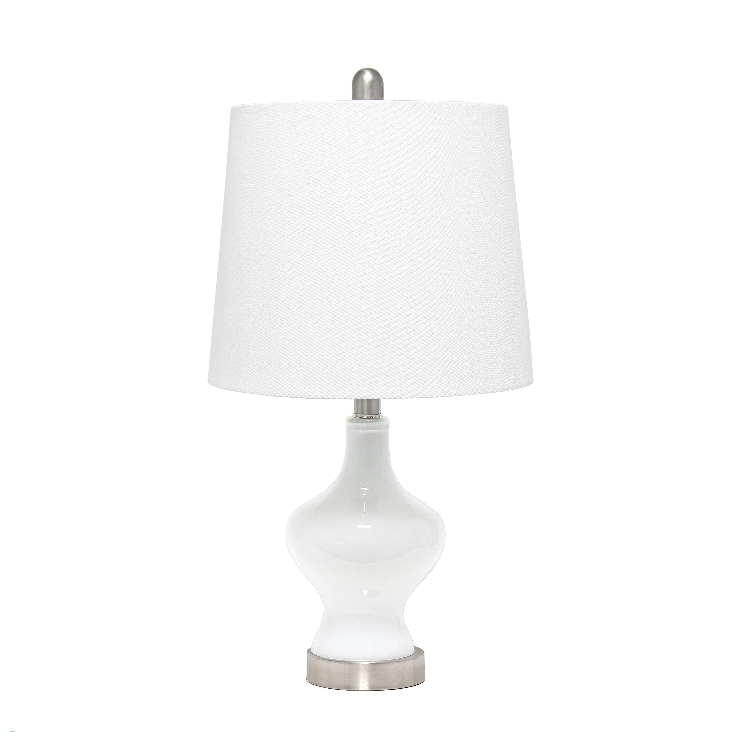 Elegant Designs Glass Table Lamp, Gourd Shaped, Model LT3317-WHT, White