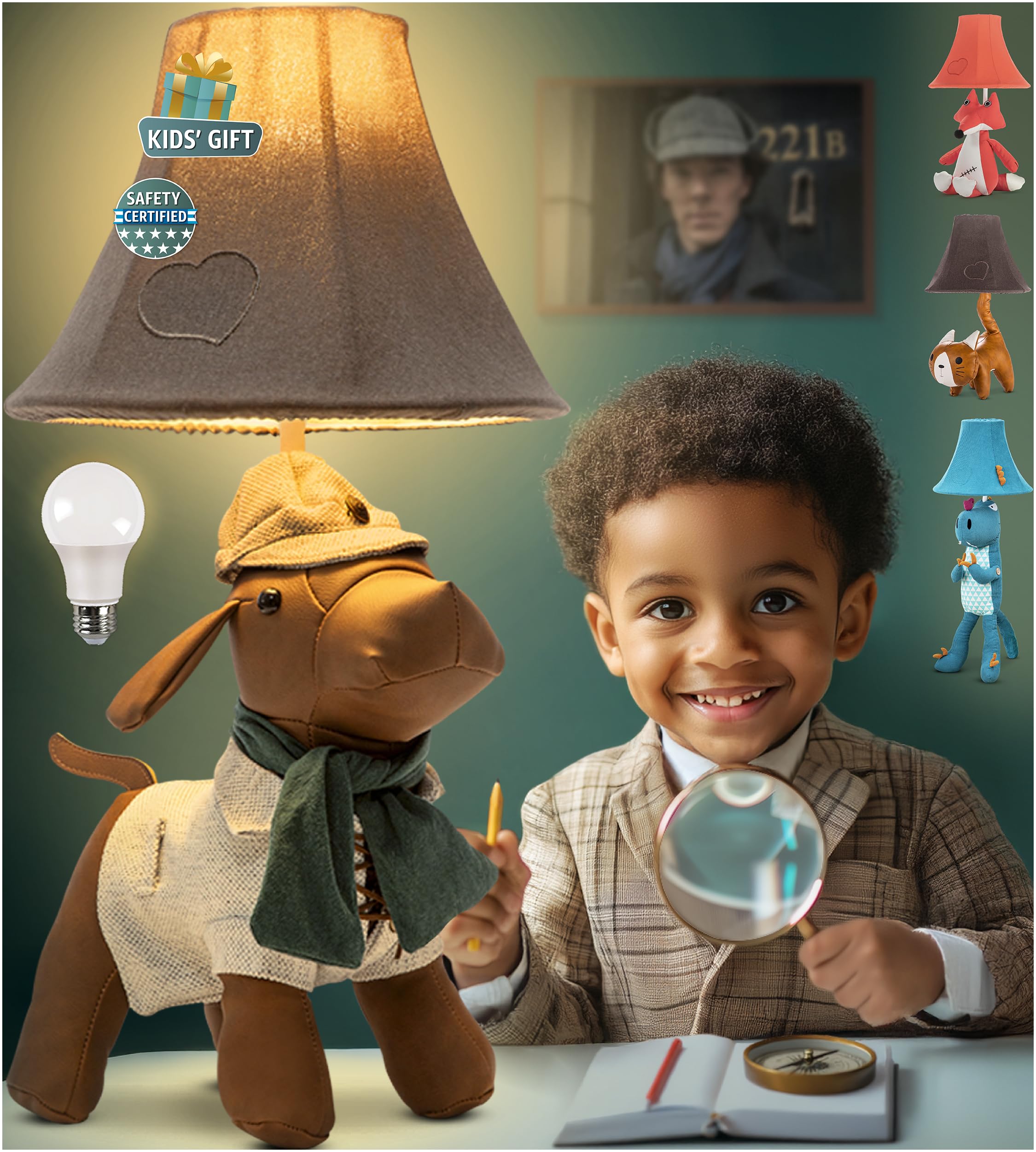 Dog Kids Lamp For Boys Bedroom - 20  Animal Lamp For Kids Room - Cute Christmas Gifts  Birthday Gifts For All Ages: Toddler Girls  Children  Grandkids 3 4 5 And Up Years Old  Sister Brother  Sibling