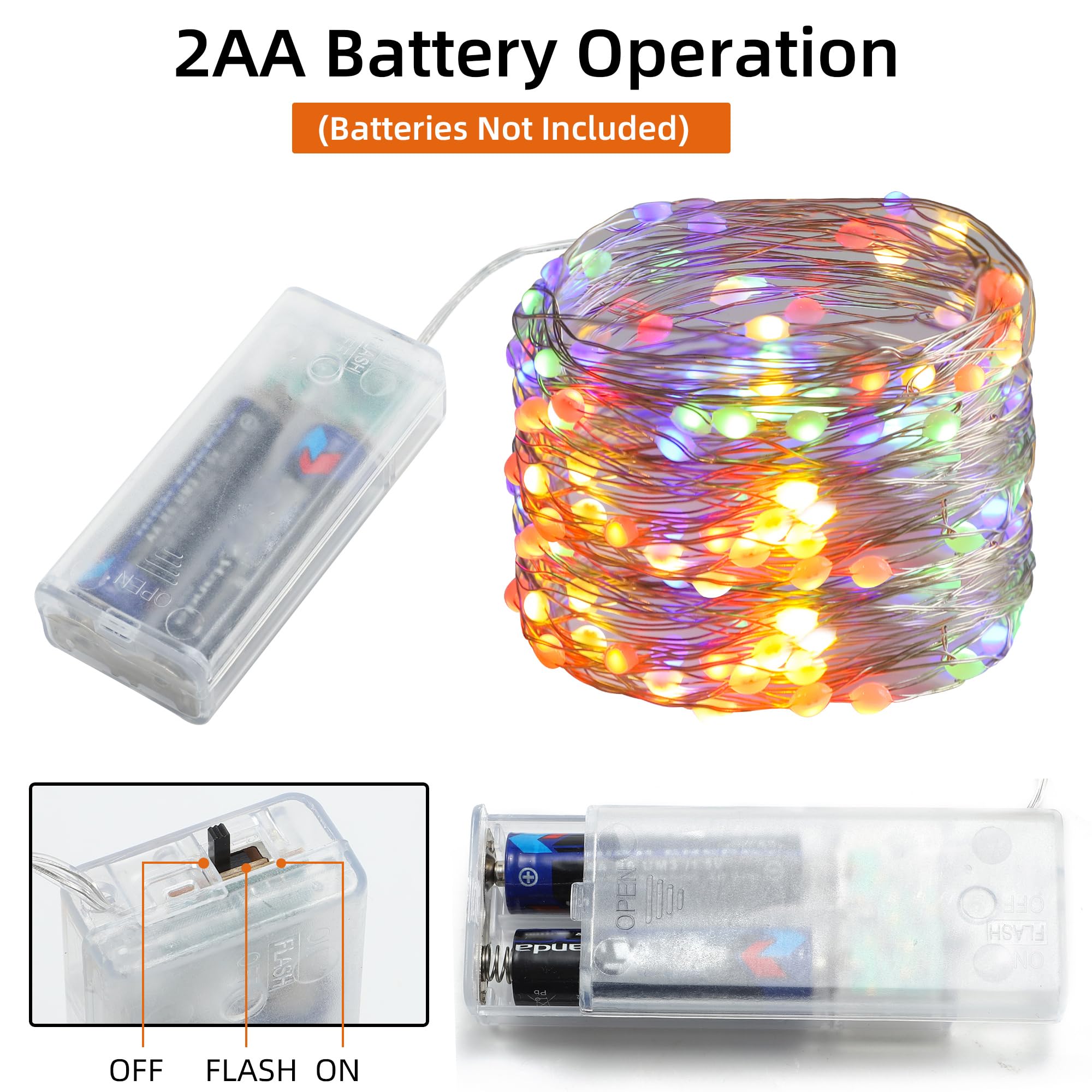 6 Pcs Fairy Lights Battery Operated, Christmas Tree Decor Twinkle Lights, 10 Feet 30 Leds String Lights, Flashing And Constant Light Modes, For Parties, Glass Bottle Decoration (Multi-Colored)