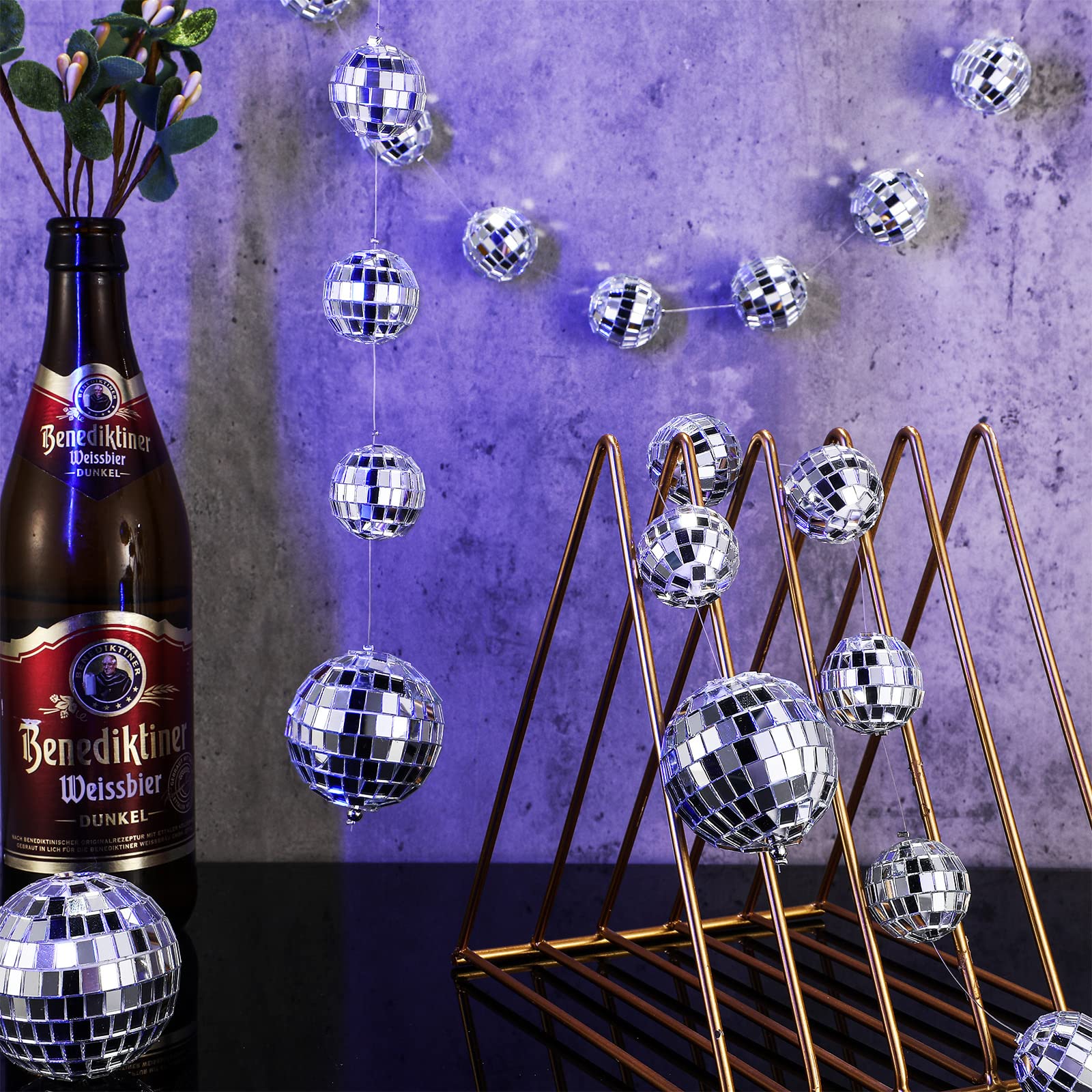 Sumind Disco Ball Ornaments, 8 Packs, Mini 1 & 2 Inch Reflective Mirror Balls, Silver, for Party Decorations and Events