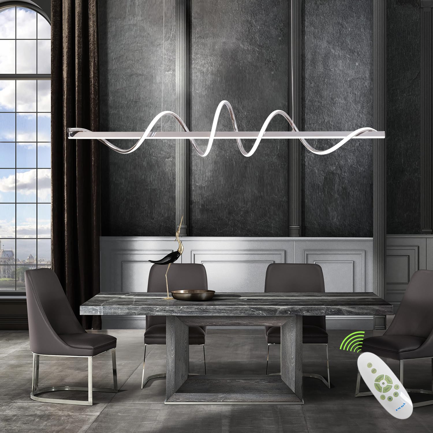 Likflyer Modern LED Pendant Light for Kitchen Island Lighting,Dimmable Modern Chandelier Color Changing 3000K-4000K-6500K Creati