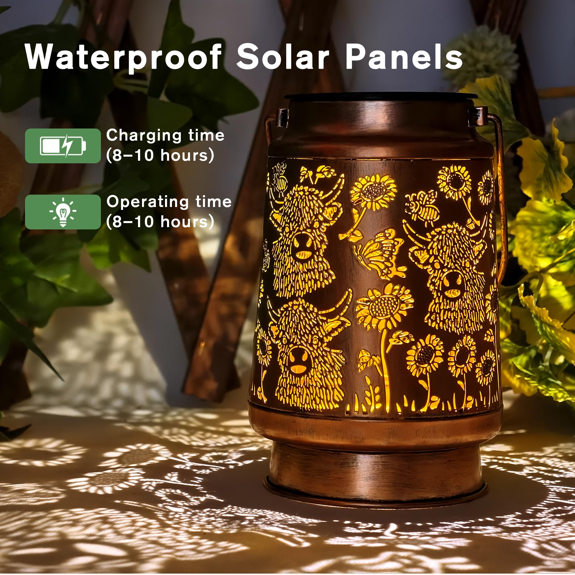 2 Pack Solar Watering Can String Lights Replacement Top - Round Solar Panel Outdoor Waterproof 32 Ft Led Copper Wire Hanging Lan